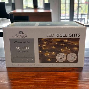 Coen Bakker Deco BV LED-Lichterkette LED Ricelights, außen schwarzes Kabel 1,95m warmweiß Dimmer Timer
