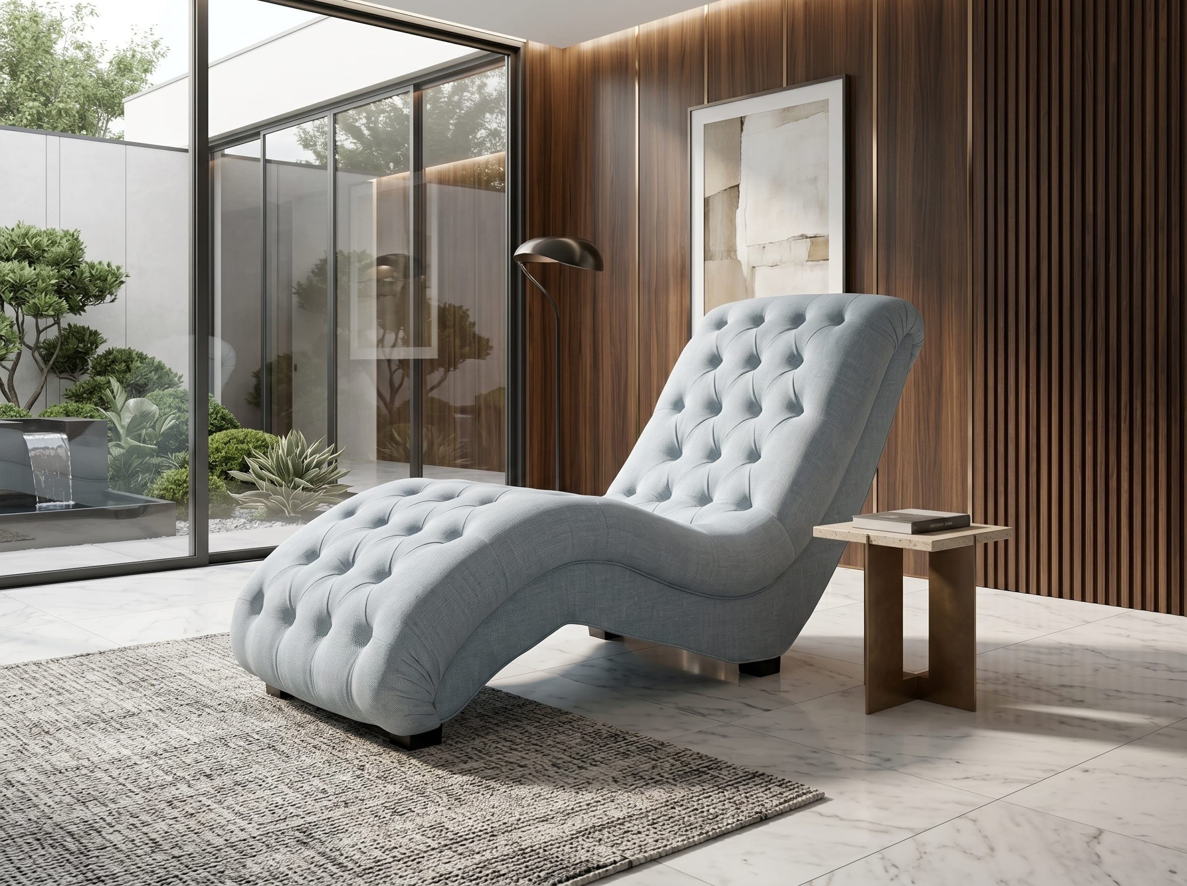 Xlmoebel Relaxliege Grau gepolsterte Chaiselongue für gemütliche Stunden im Freien, 1 Teile, Made in Europa