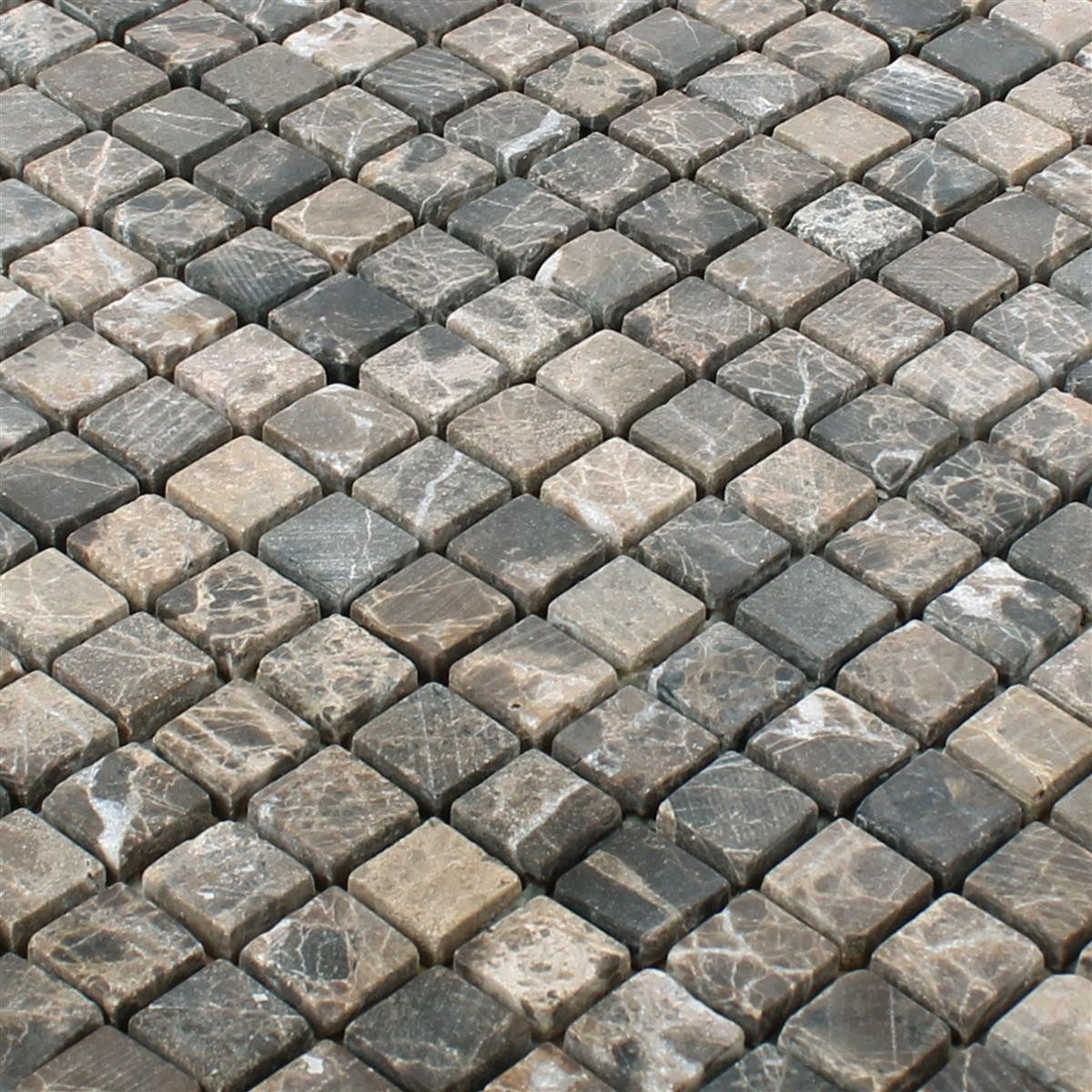 Mosafil Mosaikfliesen Mosaikfliesen Marmor Naturstein Waranya, Naturstein-Marmor 30.500x30.500, braun-castanao, Verlegefertig auf ein Netz geklebt - Frostsicher - Wasserfest -
