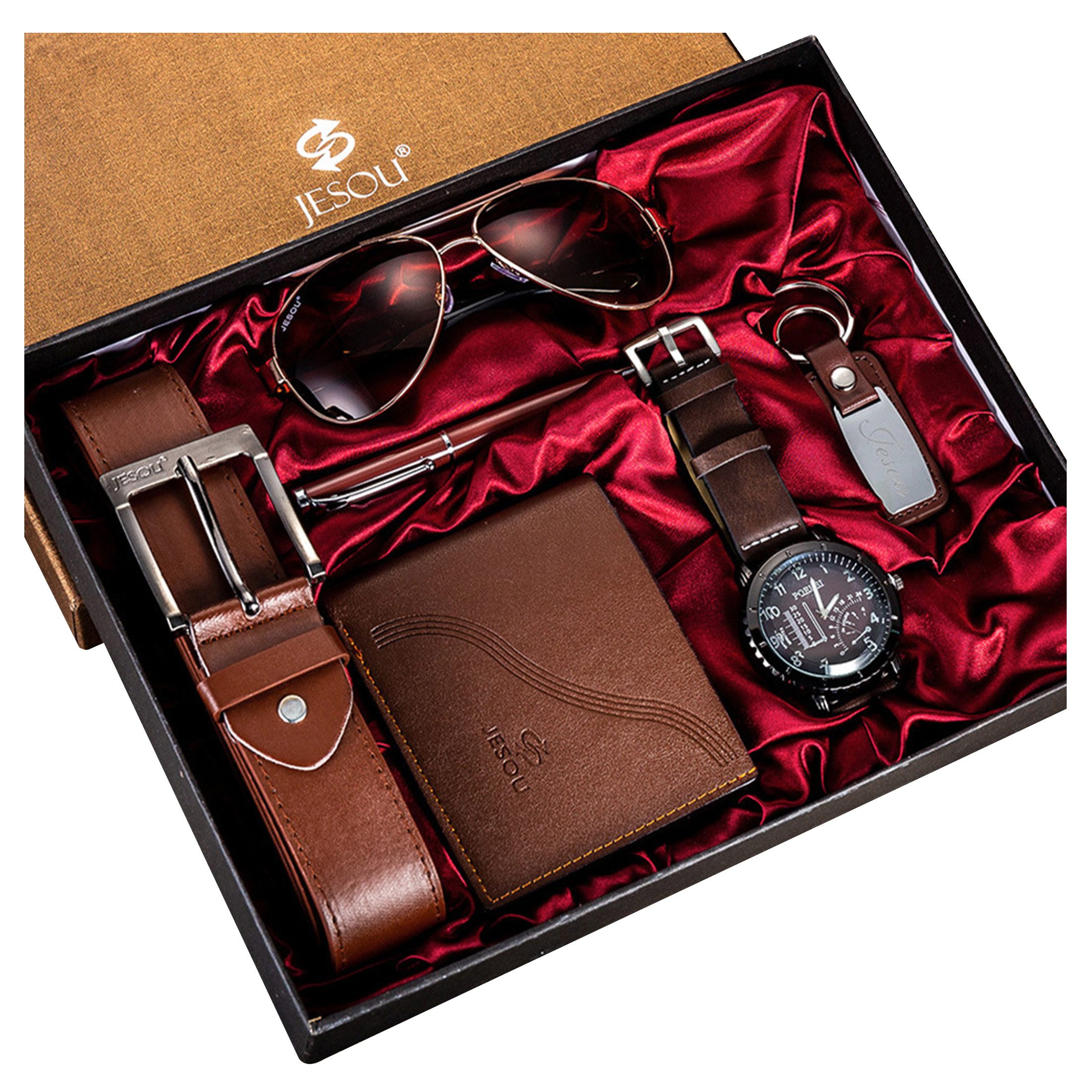 Geldbörse 6PCS Geschenk für Männer Gürtel Set(Geburtstag Geschenke)