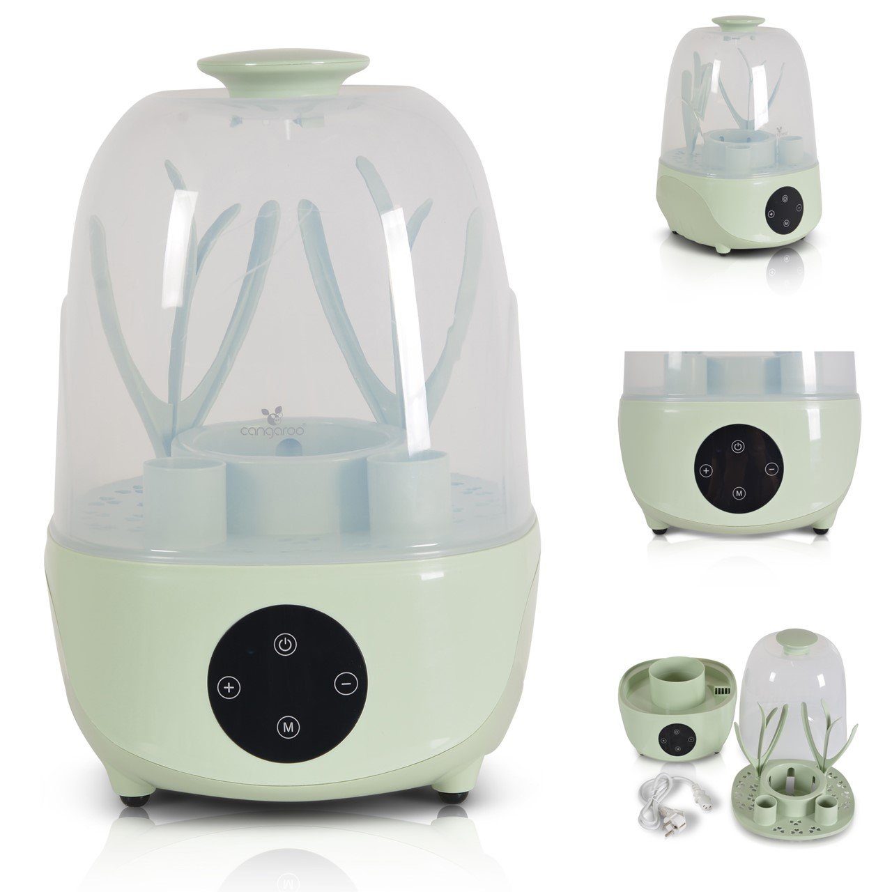 Cangaroo Dampfsterilisator Sterilisator Verde 4 in 1, Flaschenwärmer, für 6 Flaschen, Dampfgarer