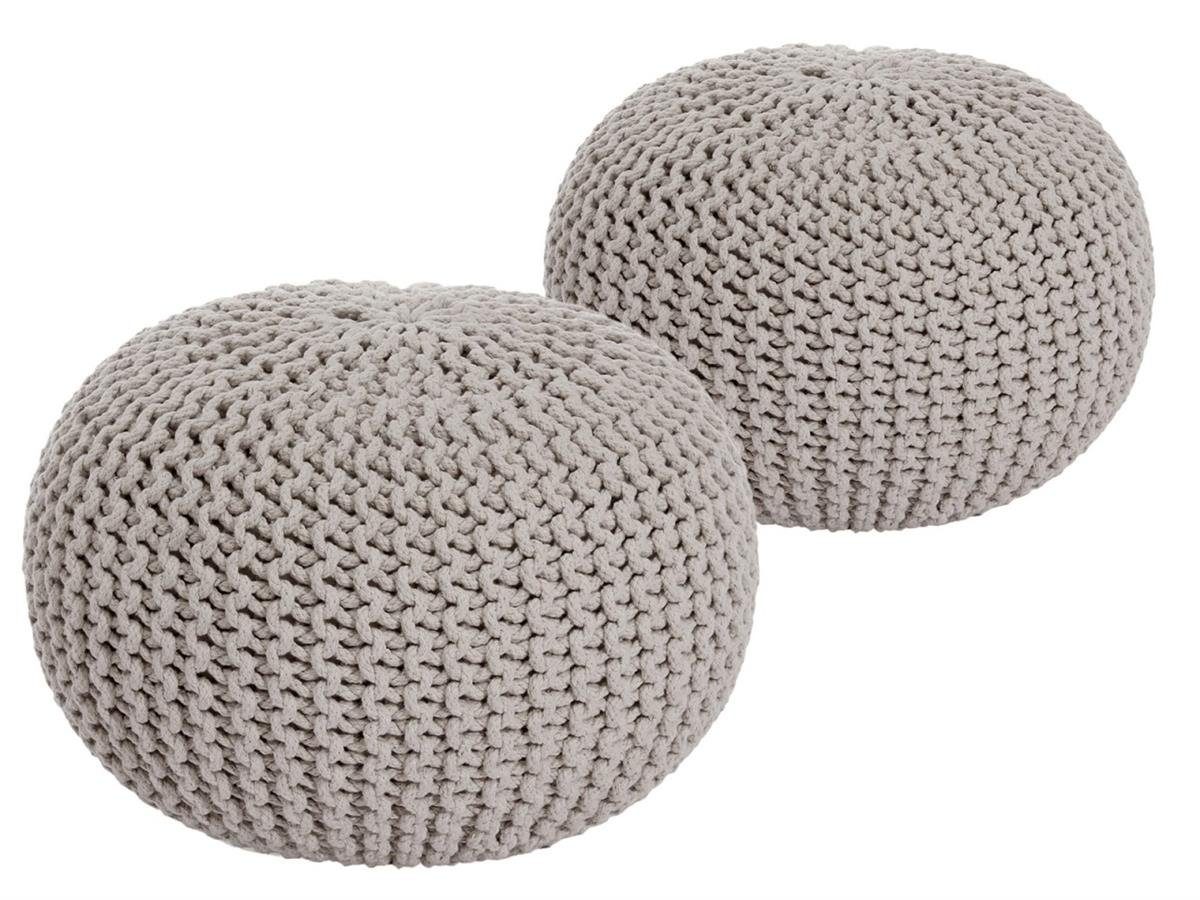 soma Sessel Soma Sitzhocker Pouf Hocker SET 2 Stück Grobstrick-Optik Ø 55 cm, H, Stuhl Sessel Sitzplatz Sitzmöbel