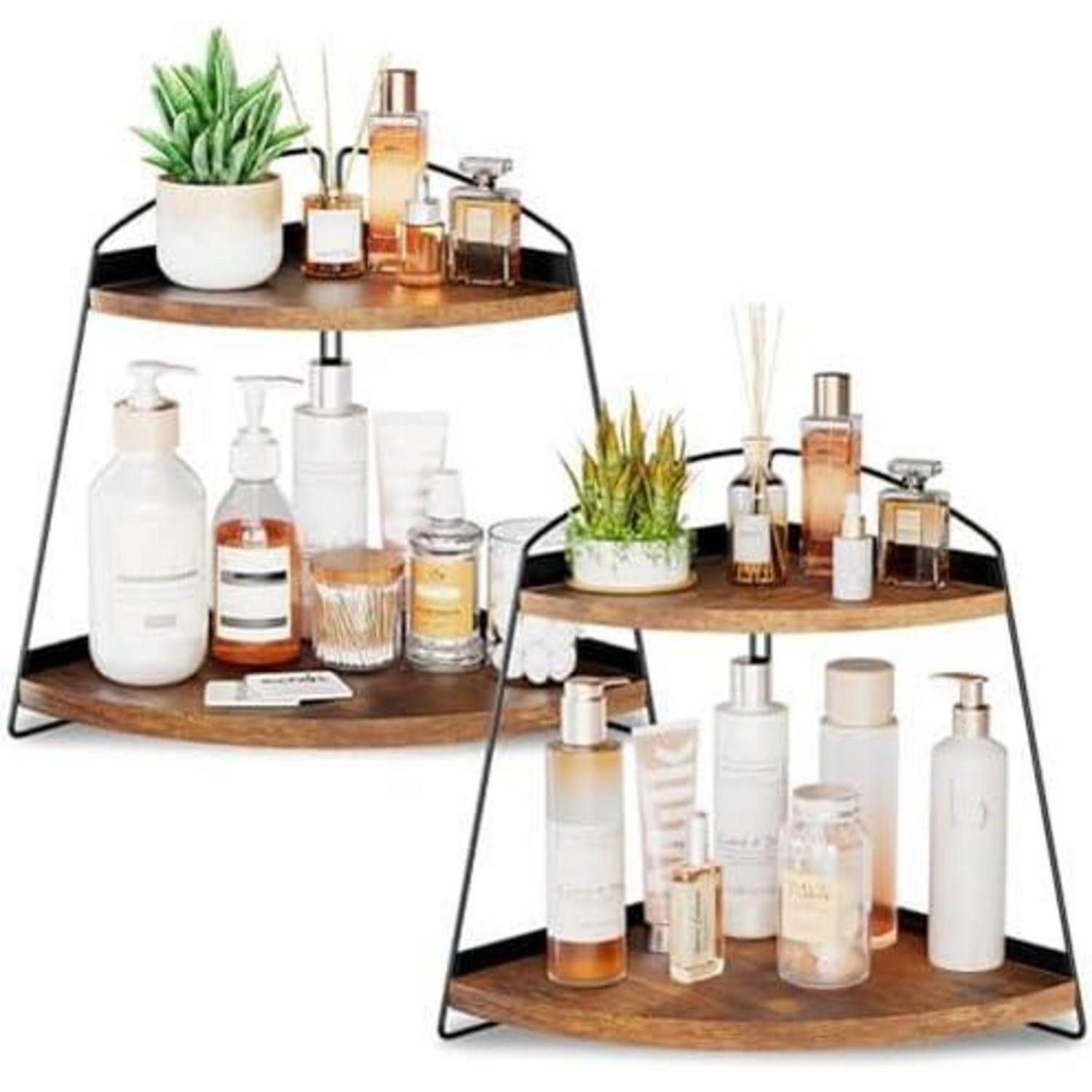 Kochbesteck-Set Organizer Eckregal Küchenregal Arbeitsplatte Badezimmer Braun 2