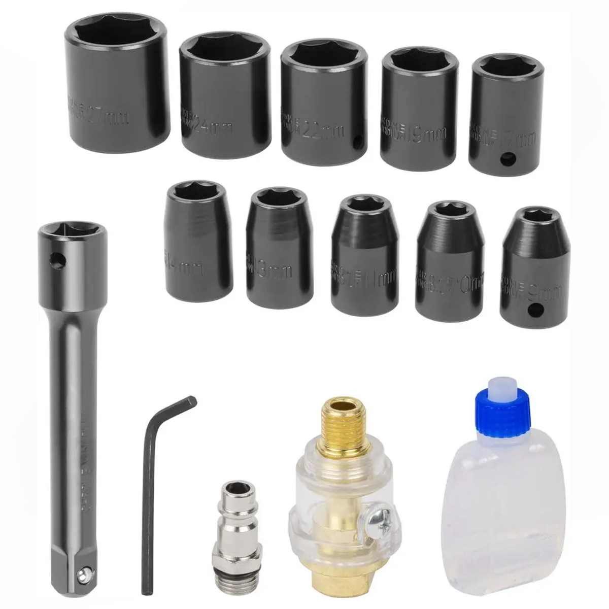 Güde Druckluftgeräte-Set Druckluft Schlagschrauber Satz 10 Stecknüsse 1/2 Zoll Koffer 16-teilig