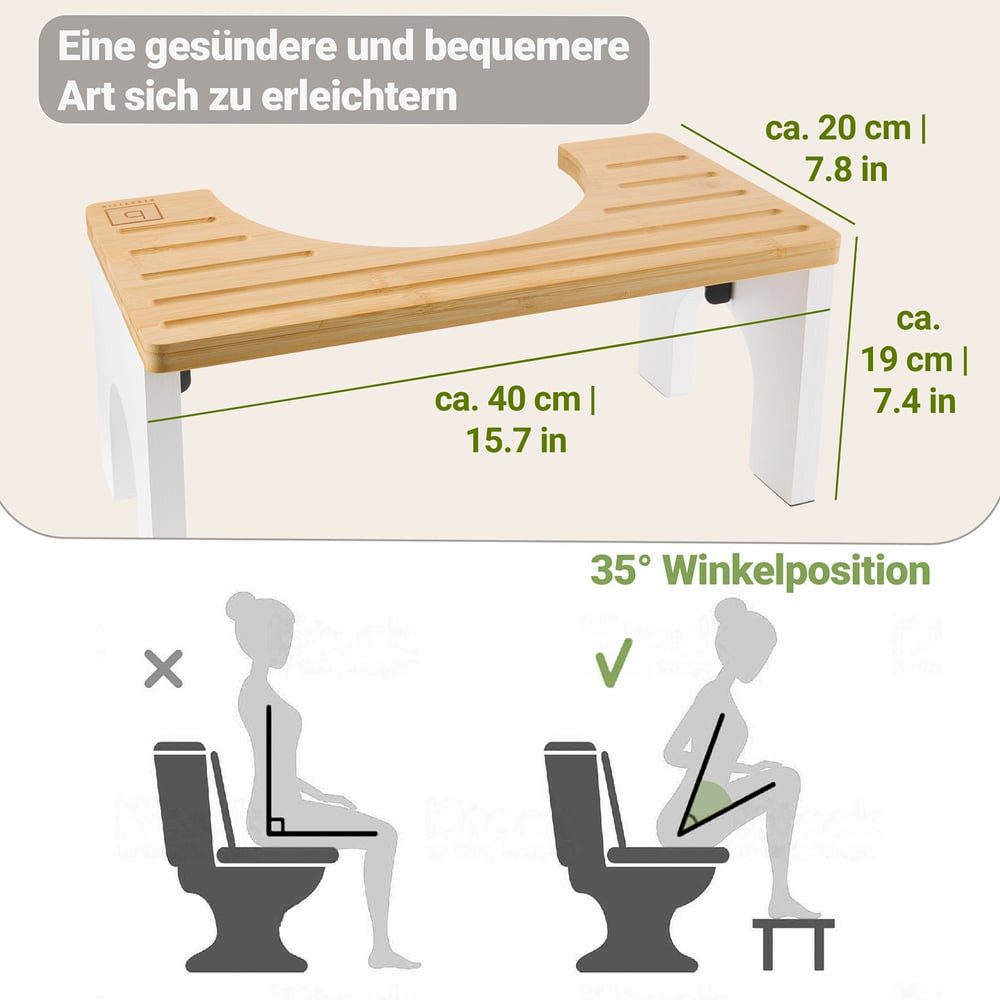 Benkstein Fußhocker Bambus Toilettenhocker Erwachsene, WC Hocker Toilette T günstig online kaufen