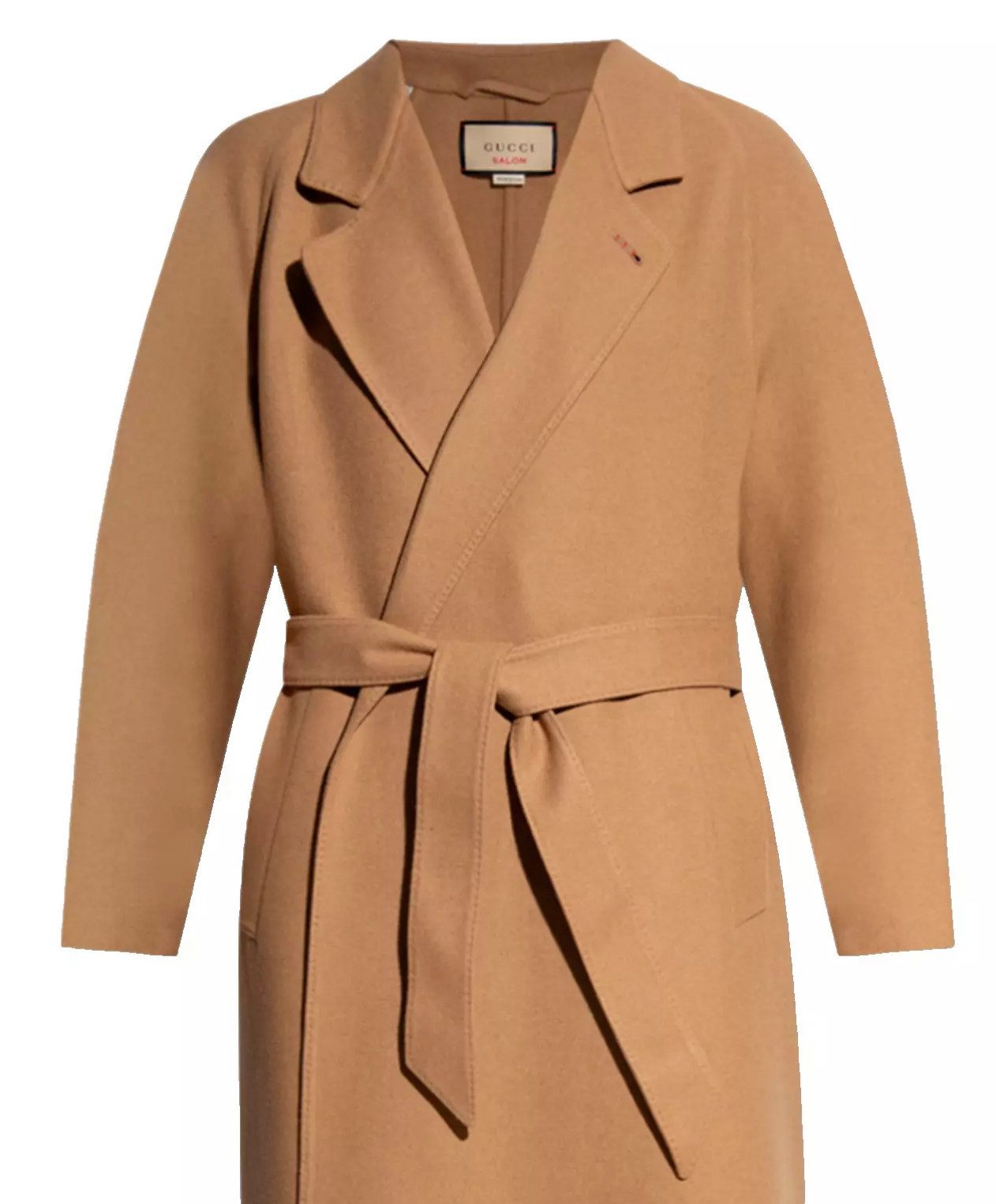 GUCCI Langmantel Kaschmir Parka Jacke mit Bindegürtel Kerbrevers, zwei Eingrifftaschen, lange Ärmel, Rückenschlitz