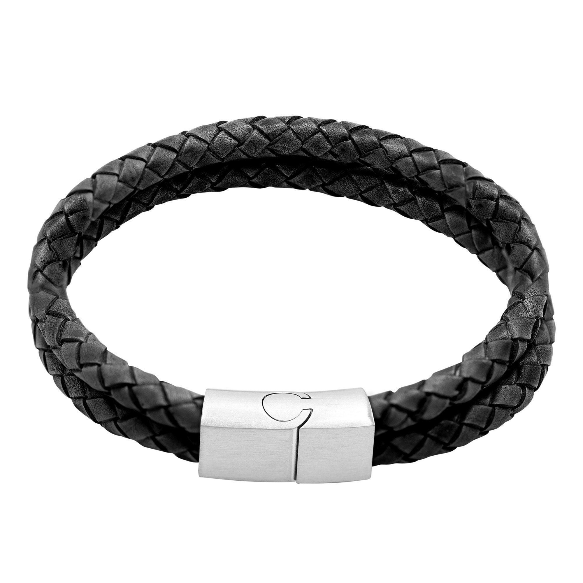 Heideman Männerlederarmband inkl. Männerarmband, schwarz Geschenkverpackung), Hanno (Armband, Lederarmband Echtlederarmband, Armband