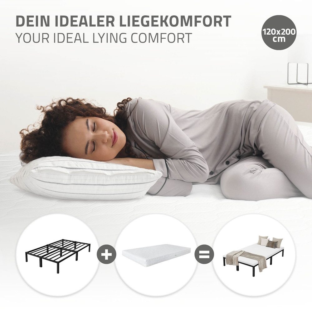 ML-DESIGN Metallbett Bettgestell Bettrahmen Stahlrahmen mit Lattenrost Metallbettrahmen, Einzelbett Paris Einzelbettgestell Gästebett Metall leichte Montage – Bild 4 von 5