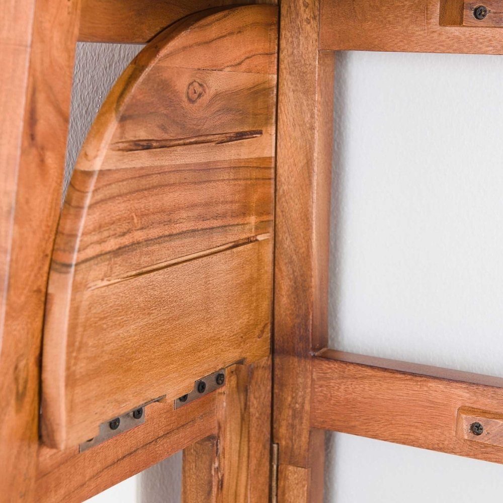 Möbel Regal Natur-dunkel Wandregal RINGO-Living 1480x640x440mm, in Mangoholz Keolani aus