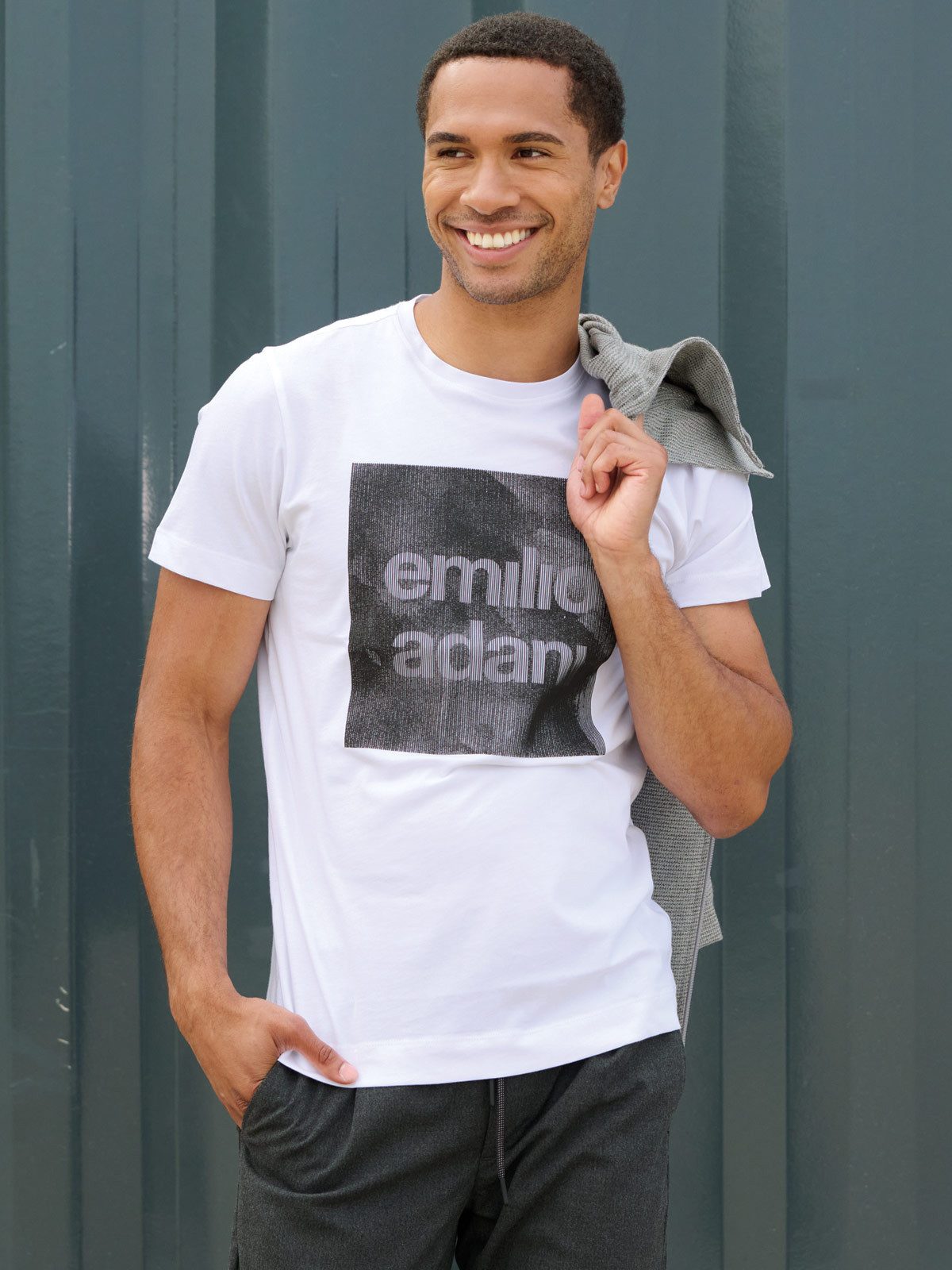 emilio adani T-Shirt emilio adani Herren Rundhals T-Shirt, Reinweiss