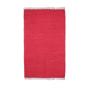 Teppich Roter Flickenteppich aus Baumwolle, relaxdays, Höhe: 5 mm, 120x180cm