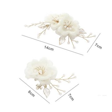 Henreal Haarspange Braut Blume Seite Haarspangen Hochzeit Perlen Chiffon Haarschmuck