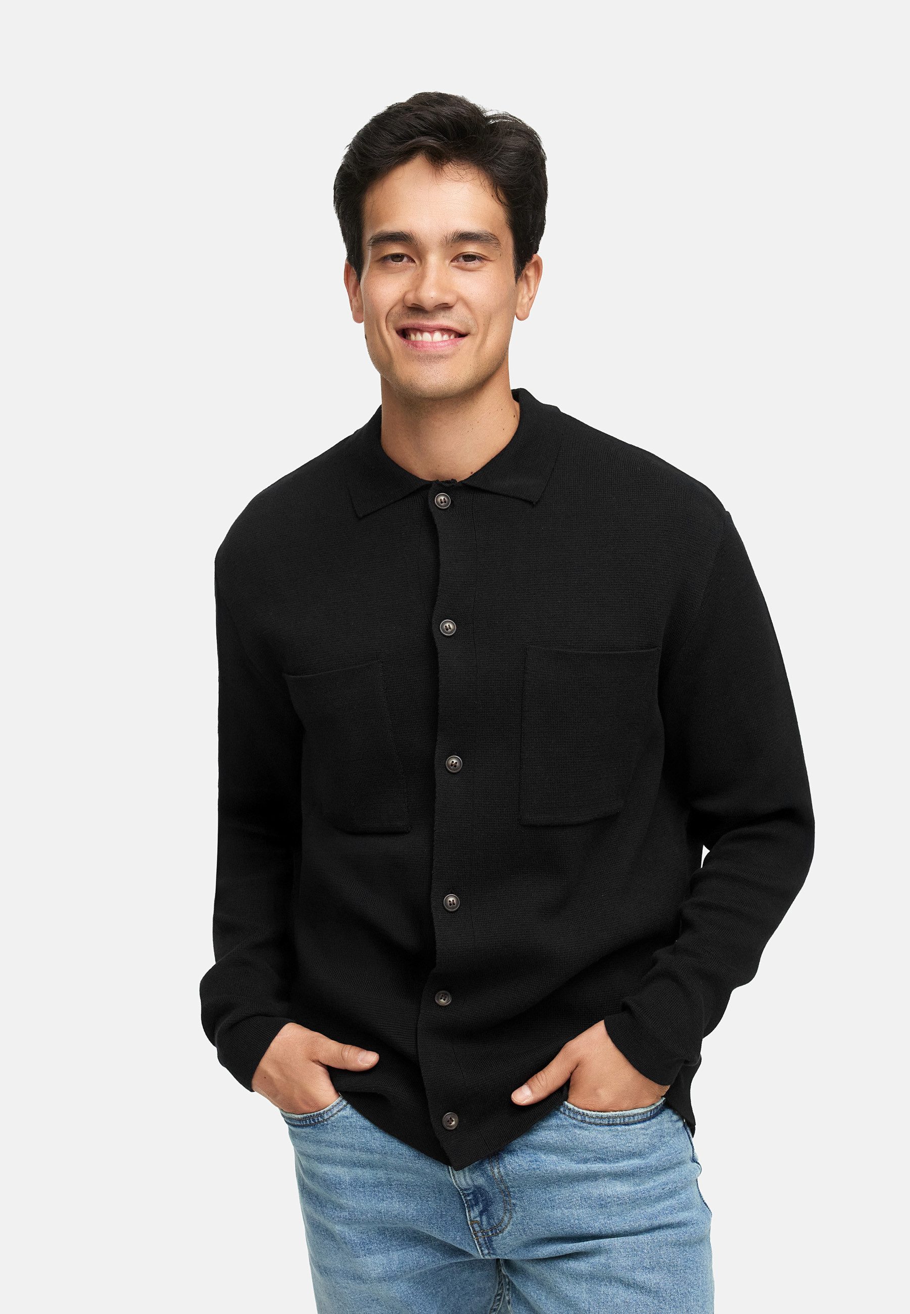 Indicode Strickjacke Herren INBellino Cardigan Herrenstrickjacke Moderne Strickjacke mit Kentkragen und Brusttaschen