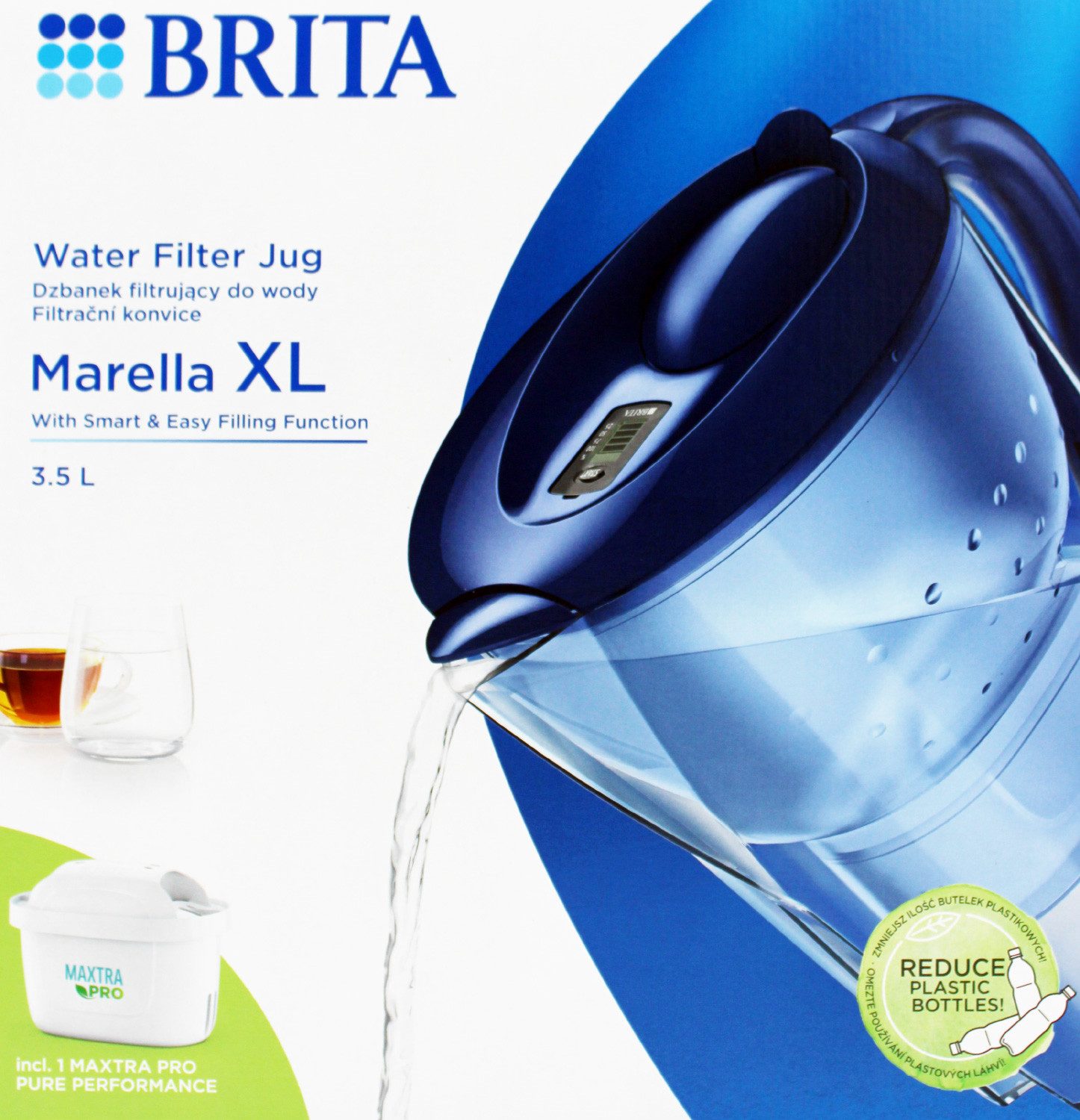 BRITA Wasserfilter Brita Marella XL Wasserfilter 3,5 L blau + Maxtra Pro Kartusche