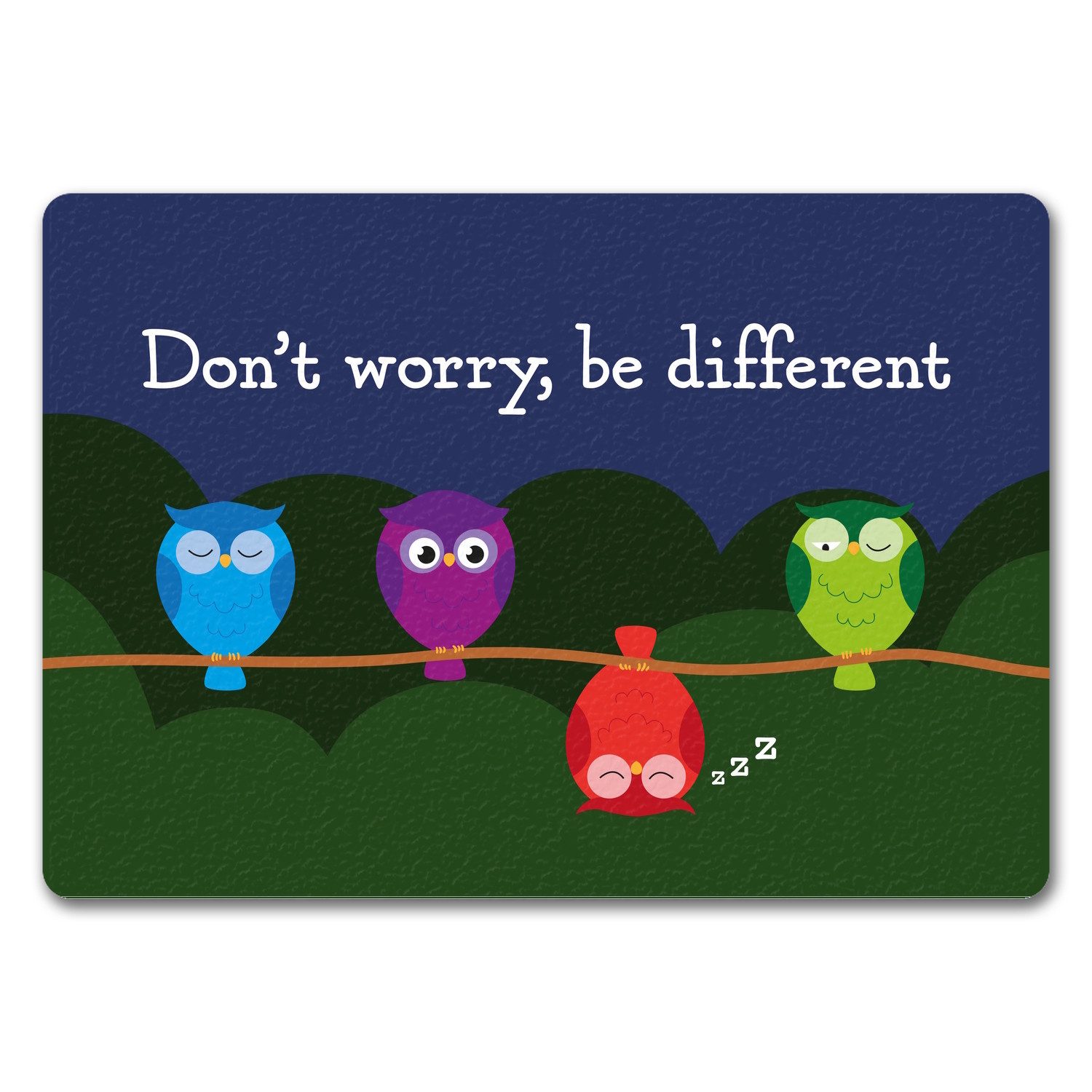 speecheese Fußmatte Eule Fußmatte in 35x50 cm ohne Rand mit Spruch Dont worry be different