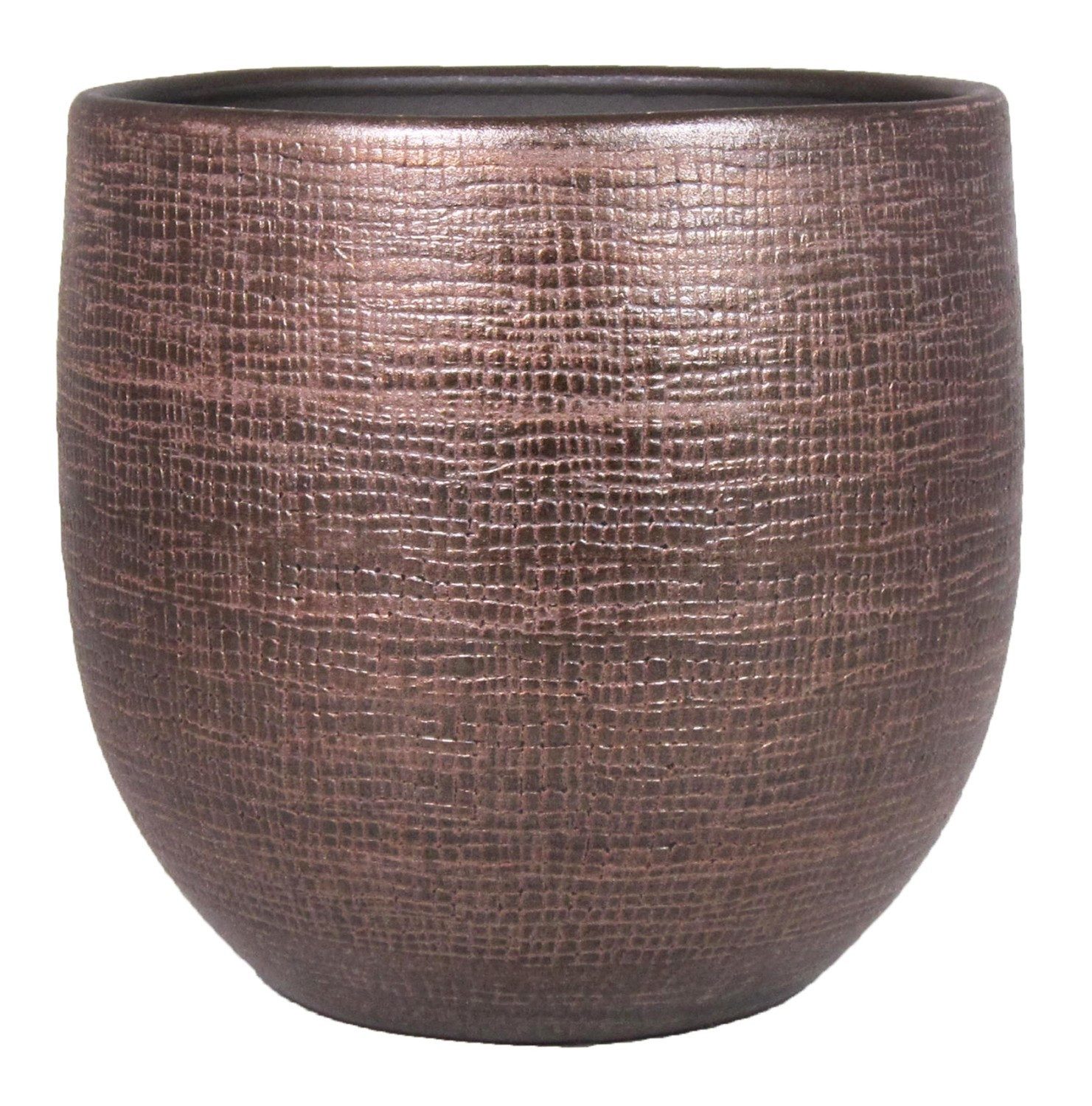 INNA-Glas Blumentopf Keramiktopf Agape mit Maserung, Kupfer, 31cm, Ø34cm