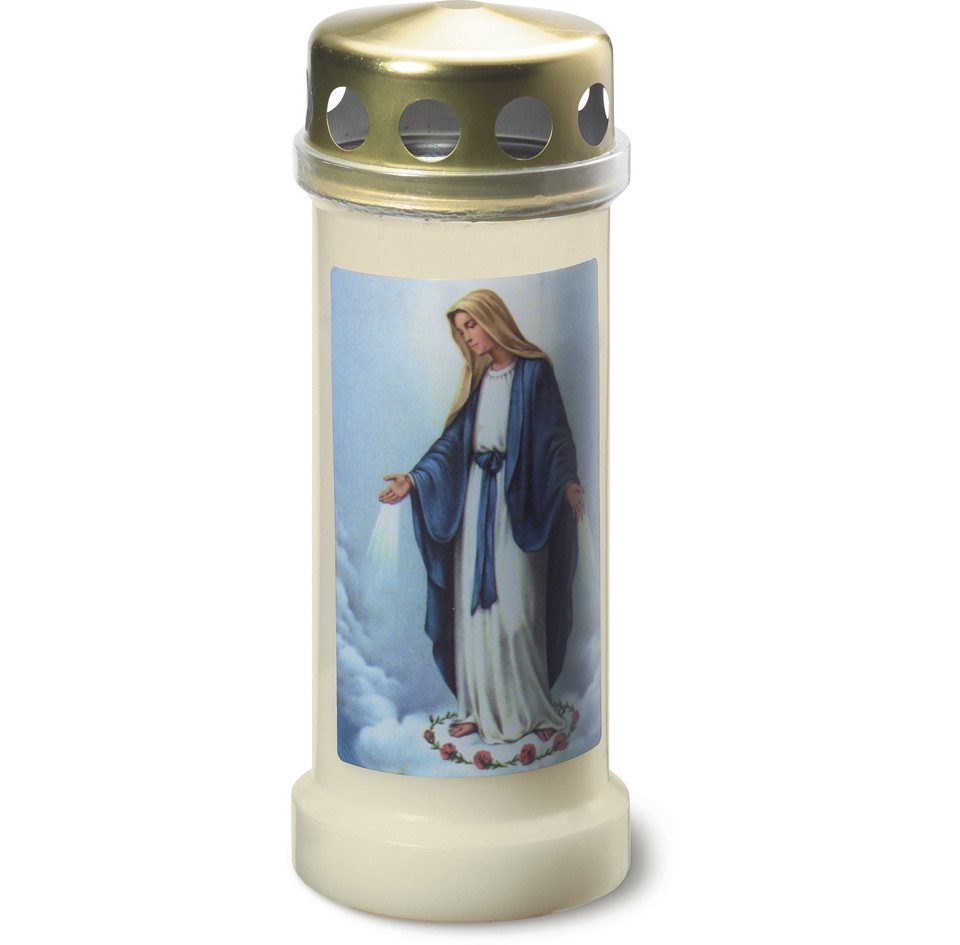 Bolsius Grabkerze Bolsius Grablicht Nr. 6 Maria weiß mit Deckel