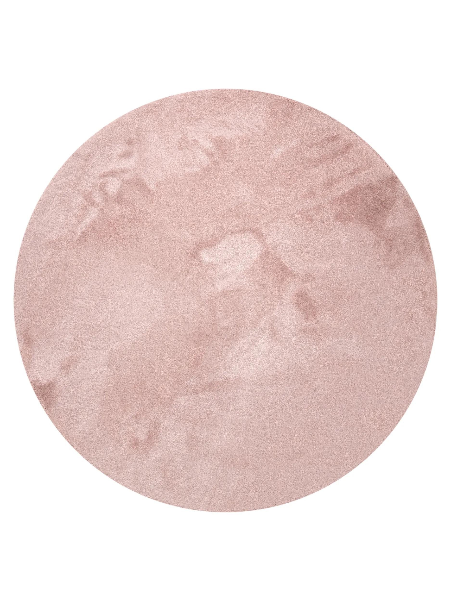 benuta Fellteppich Dave, rund, Höhe: 21 mm, Teppich Wohnzimmer, Schlafzimmer, Esszimmer, Flur, Kunstfaser, Cozy