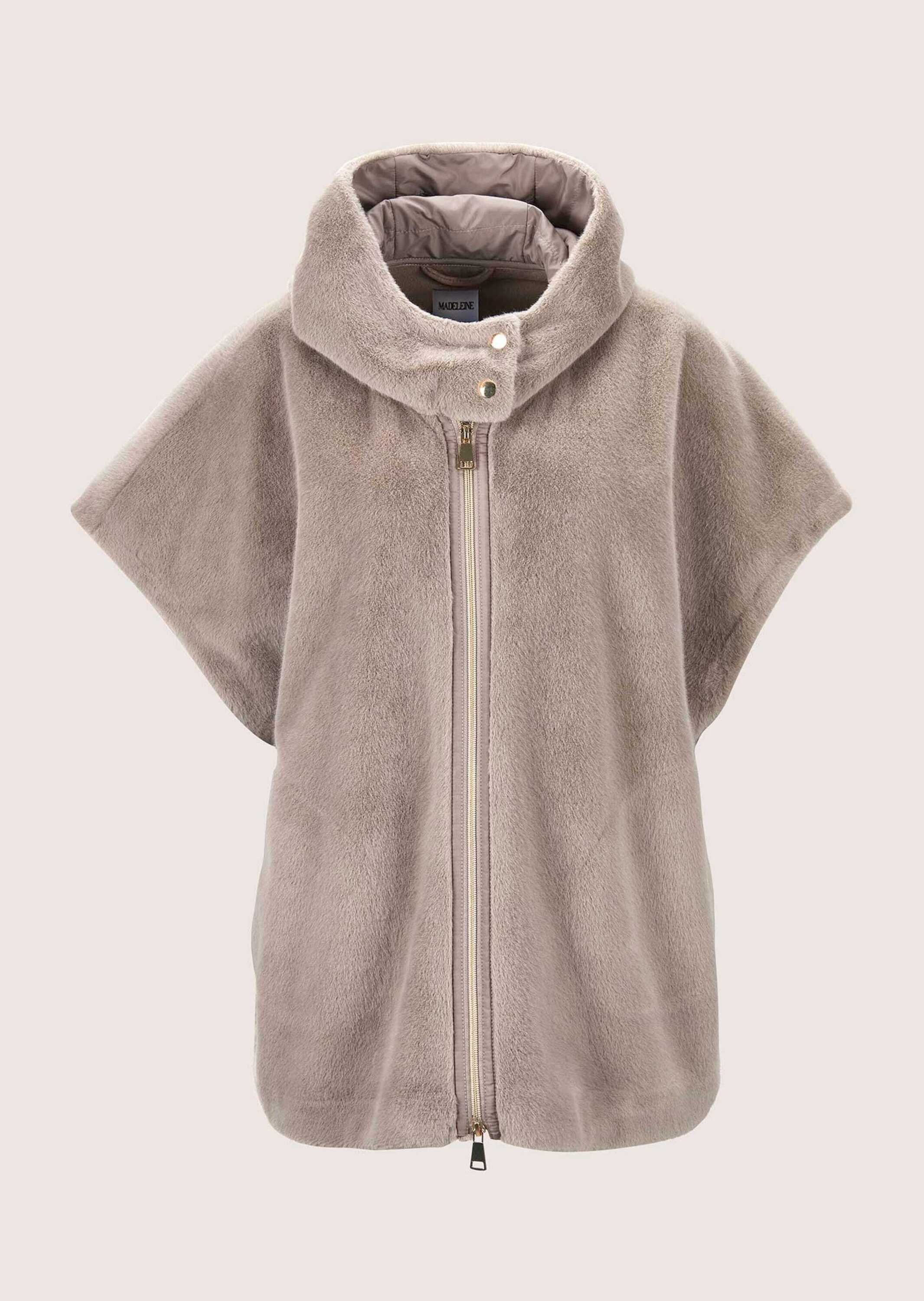 Poncho Webpelz-Poncho mit Kapuze