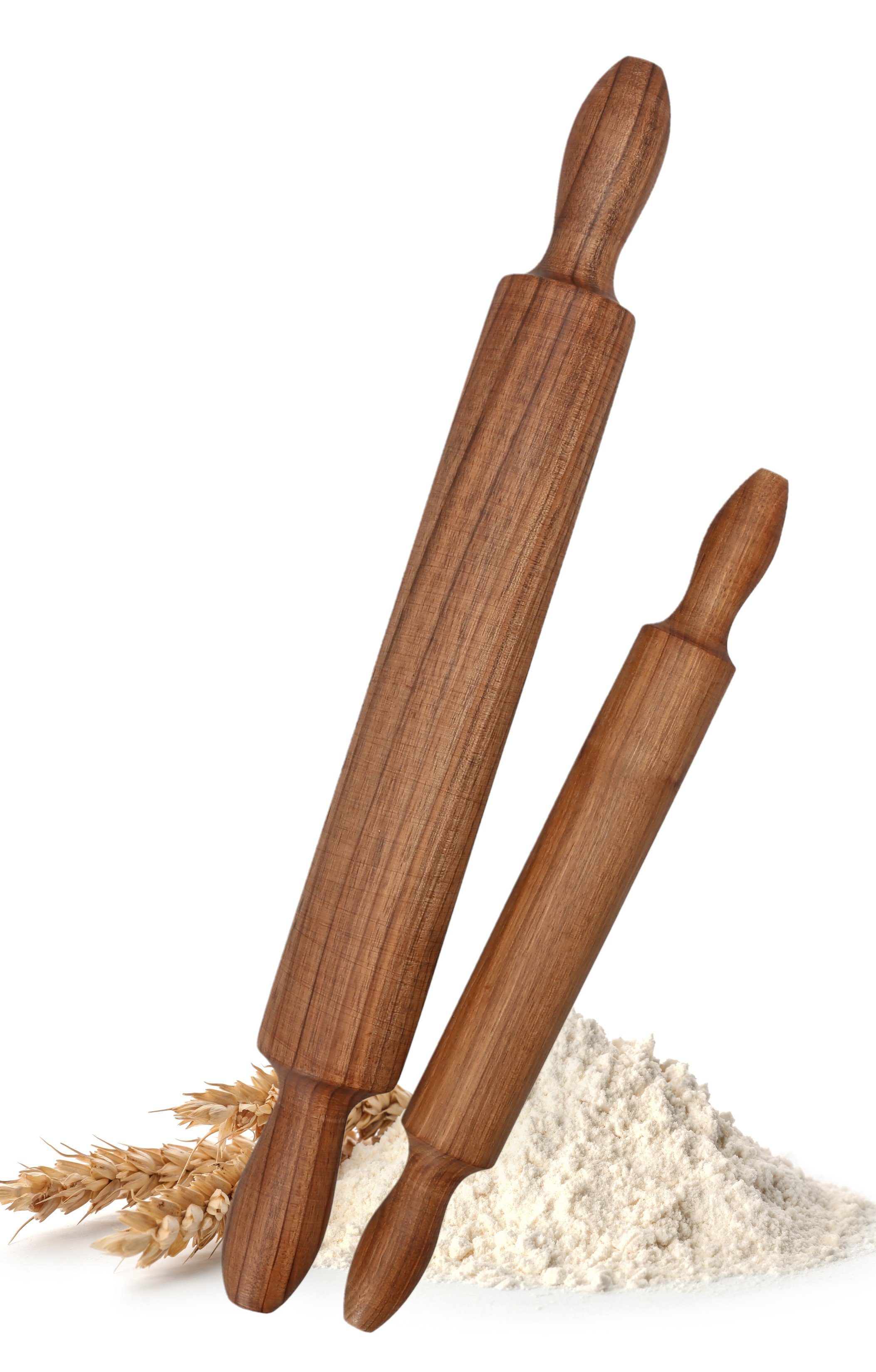 Lantelme Teigroller Teigroller aus Holz Walnussholz, (Familienset für Erwachsen und Kinder, 2-tlg., 8683), hochwertige Teigrolle aus der Ägäis