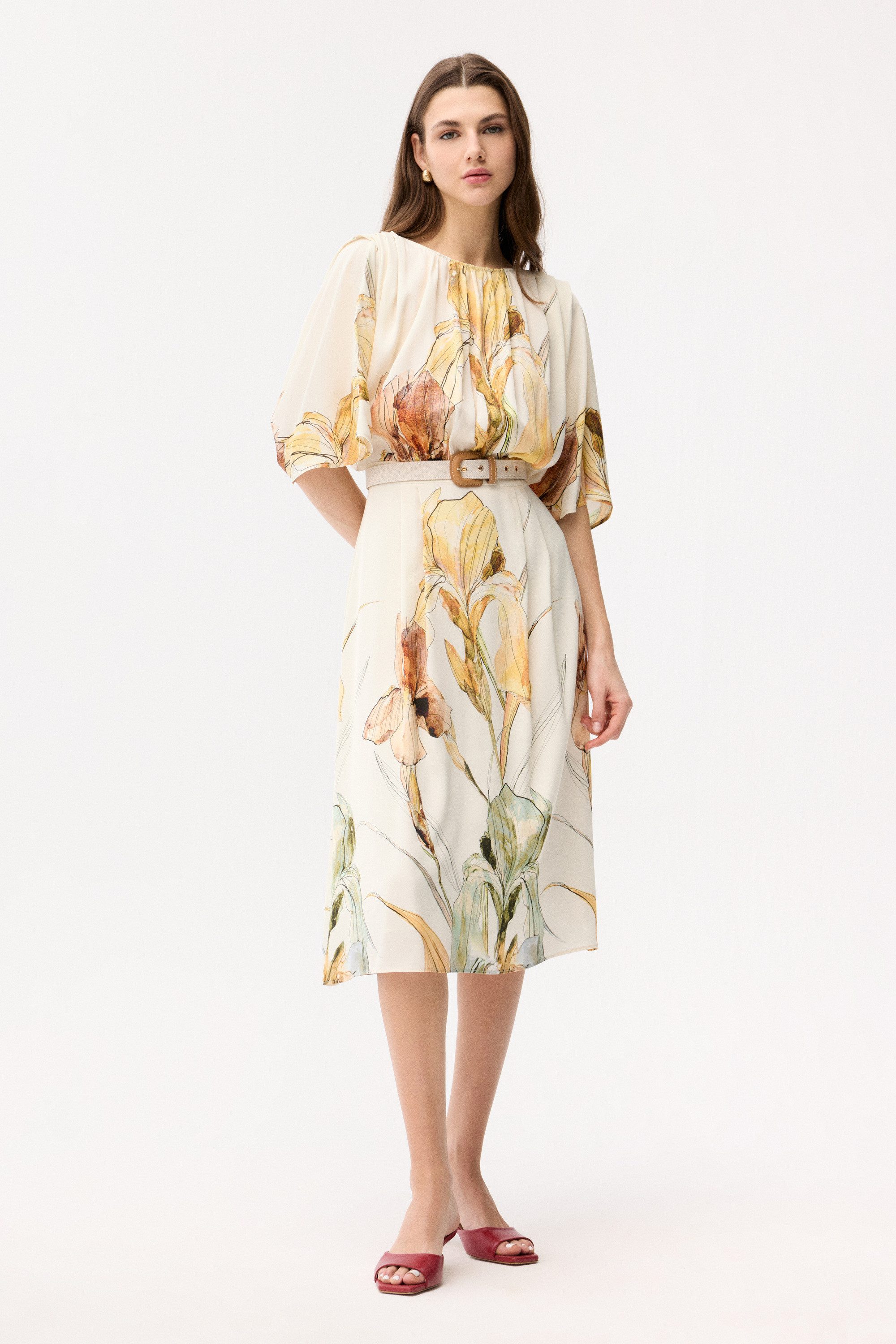 adL Jerseykleid Gemustertes Chiffon-Midikleid