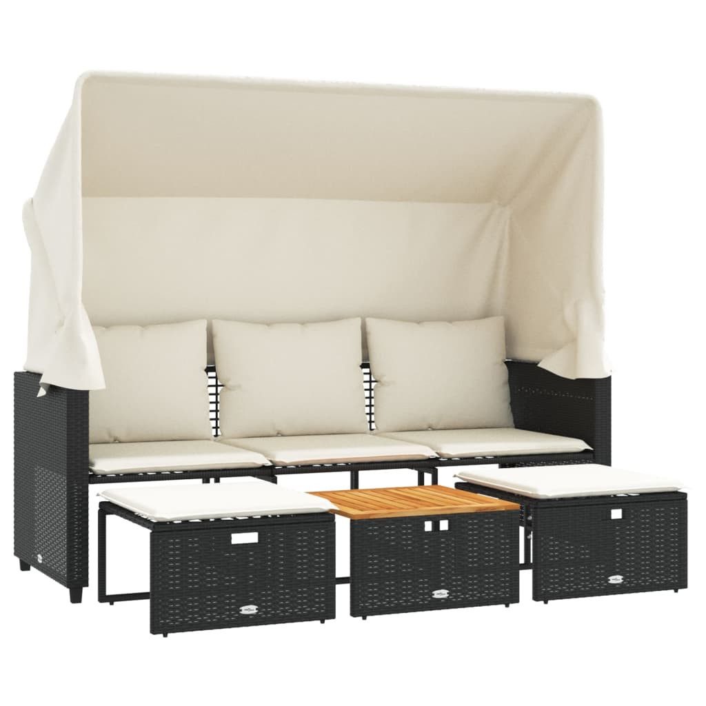 vidaXL Loungesofa Outdoor-Sofa 3-Sitzer mit Dach günstig online kaufen