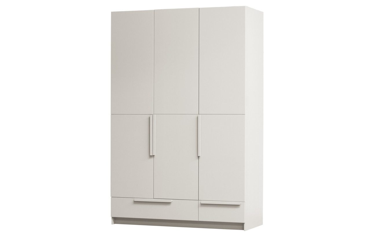 WOOOD Kleiderschrank Split aus Kiefernholz Hellgrau, 142 cm Soft-Close-System