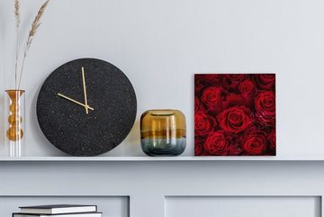 OneMillionCanvasses® Leinwandbild Blumen - Rosen - Rot, (1 St), Leinwand Bilder für Wohnzimmer Schlafzimmer