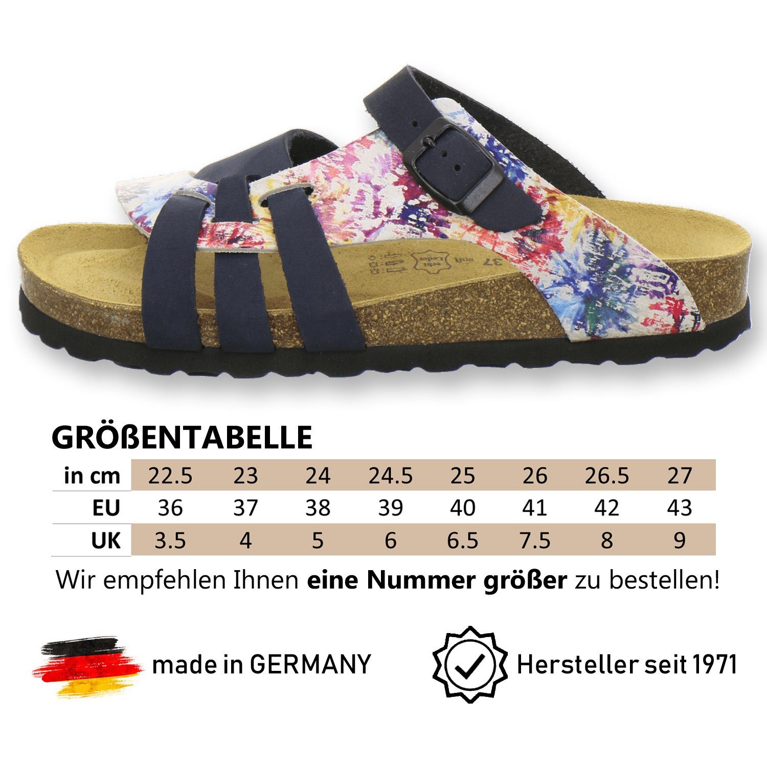 AFS-Schuhe 2122 Pantolette Germany Fussbett, in Damen aus für Leder Made mit navy/paint