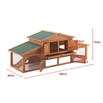 en.casa Kleintierkäfig, Schmitten Kaninchenstall 72x180x62cm 2-stöckig aus Tannenholz