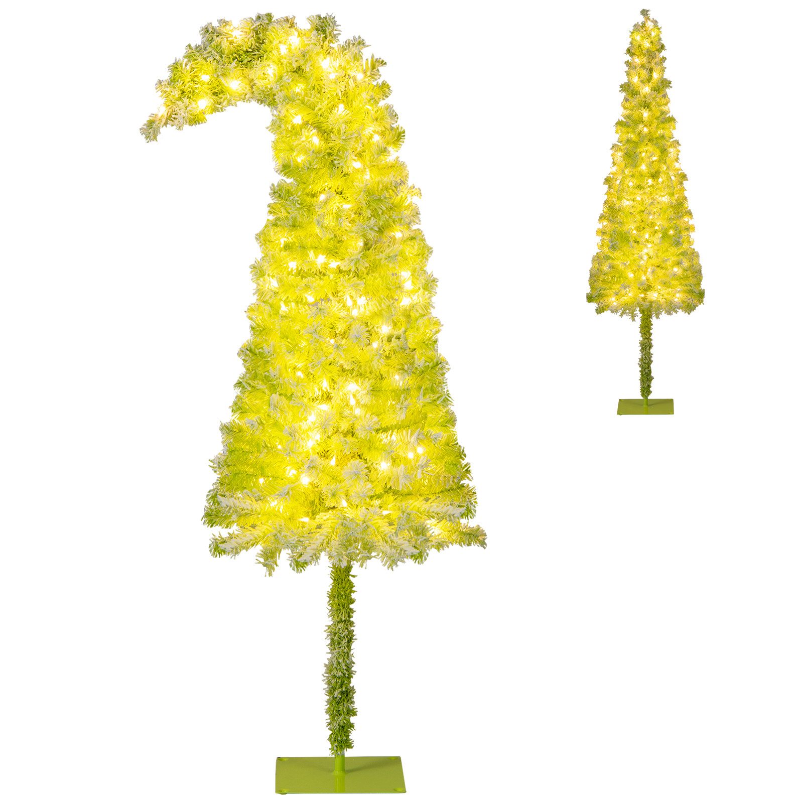 COSTWAY Künstlicher Weihnachtsbaum, 180cm biegbare Spitze mit Schnee 120 LEDs