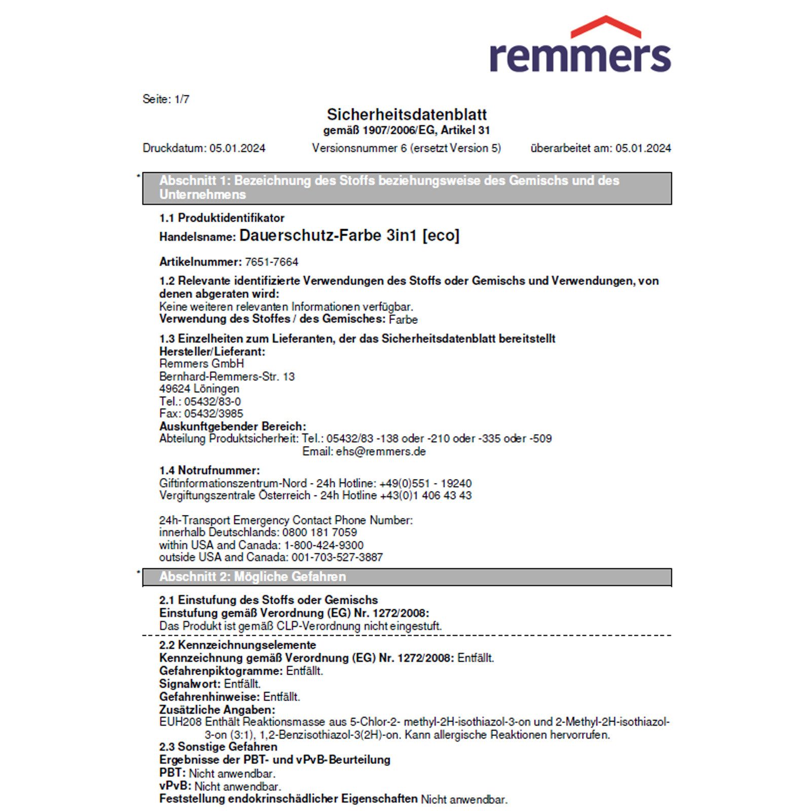 Remmers Wetterschutzfarbe ECO Dauerschutz-Farbe 3in1 - 0,75 LTR