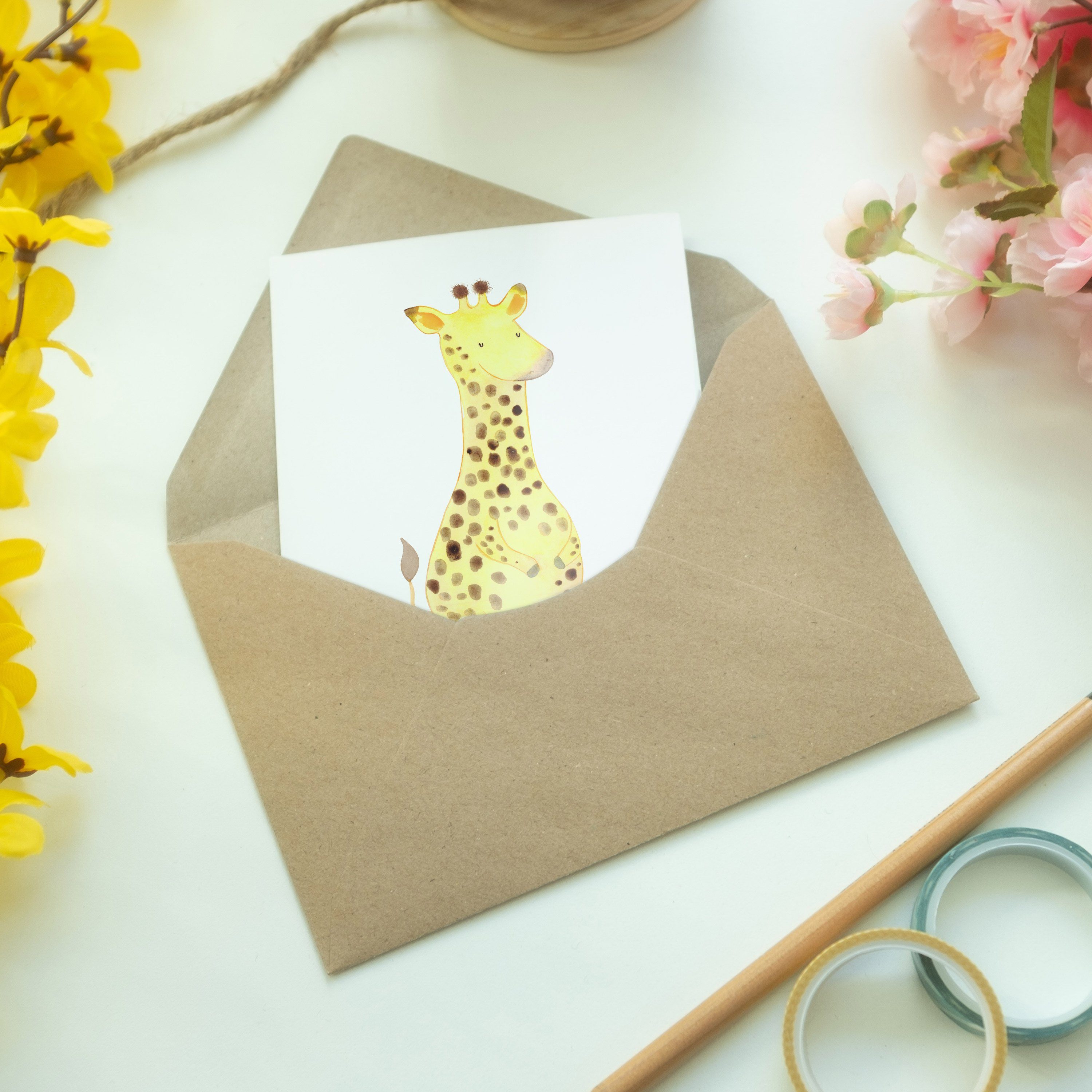 Mr. & Einlad Geburtstagskarte, Weiß Zufrieden Panda Grußkarte Giraffe Afrika, - Mrs. Geschenk, -