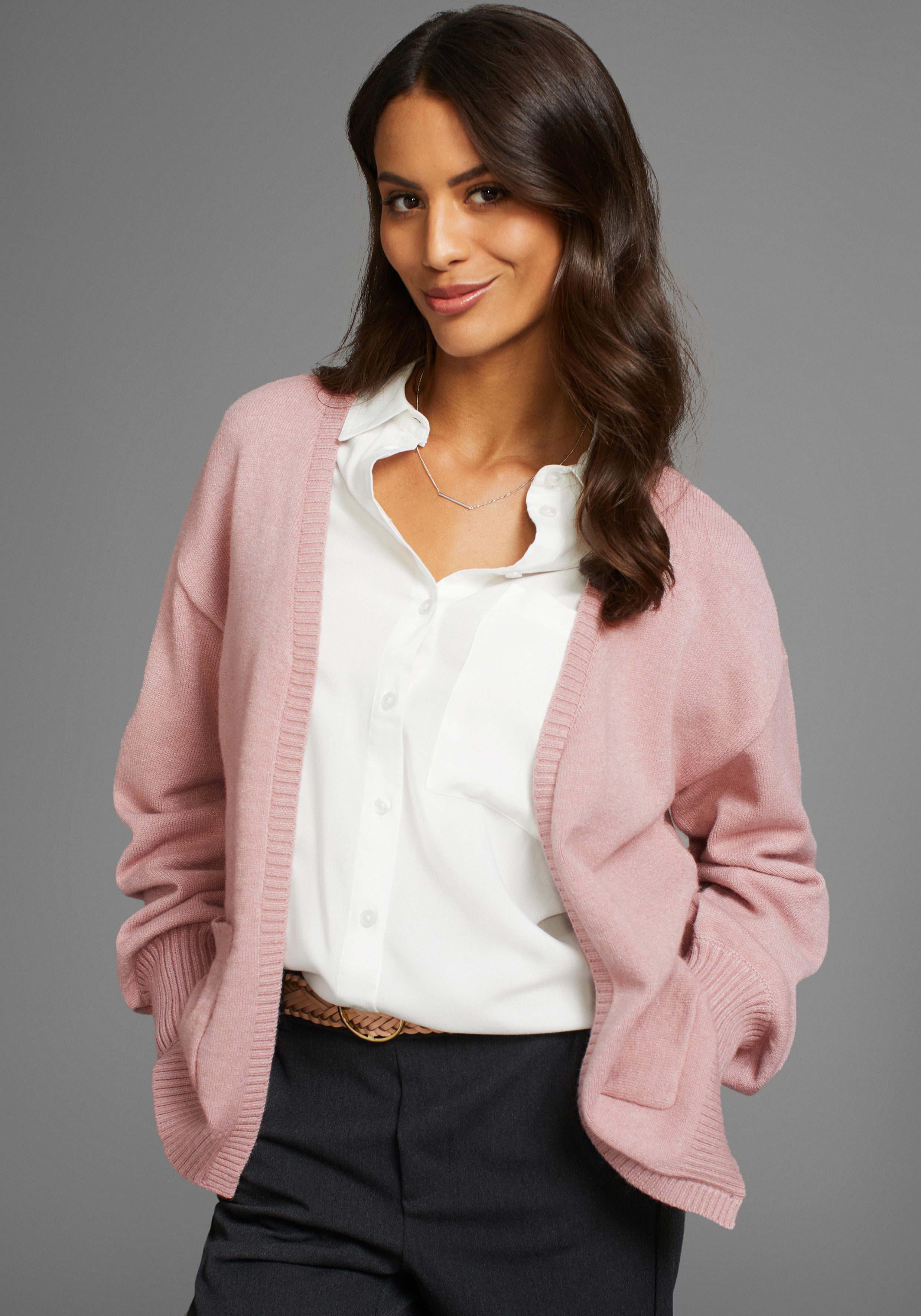 Laura Scott Strickjacke softer Übergangsstrick in lässiger, offener Form