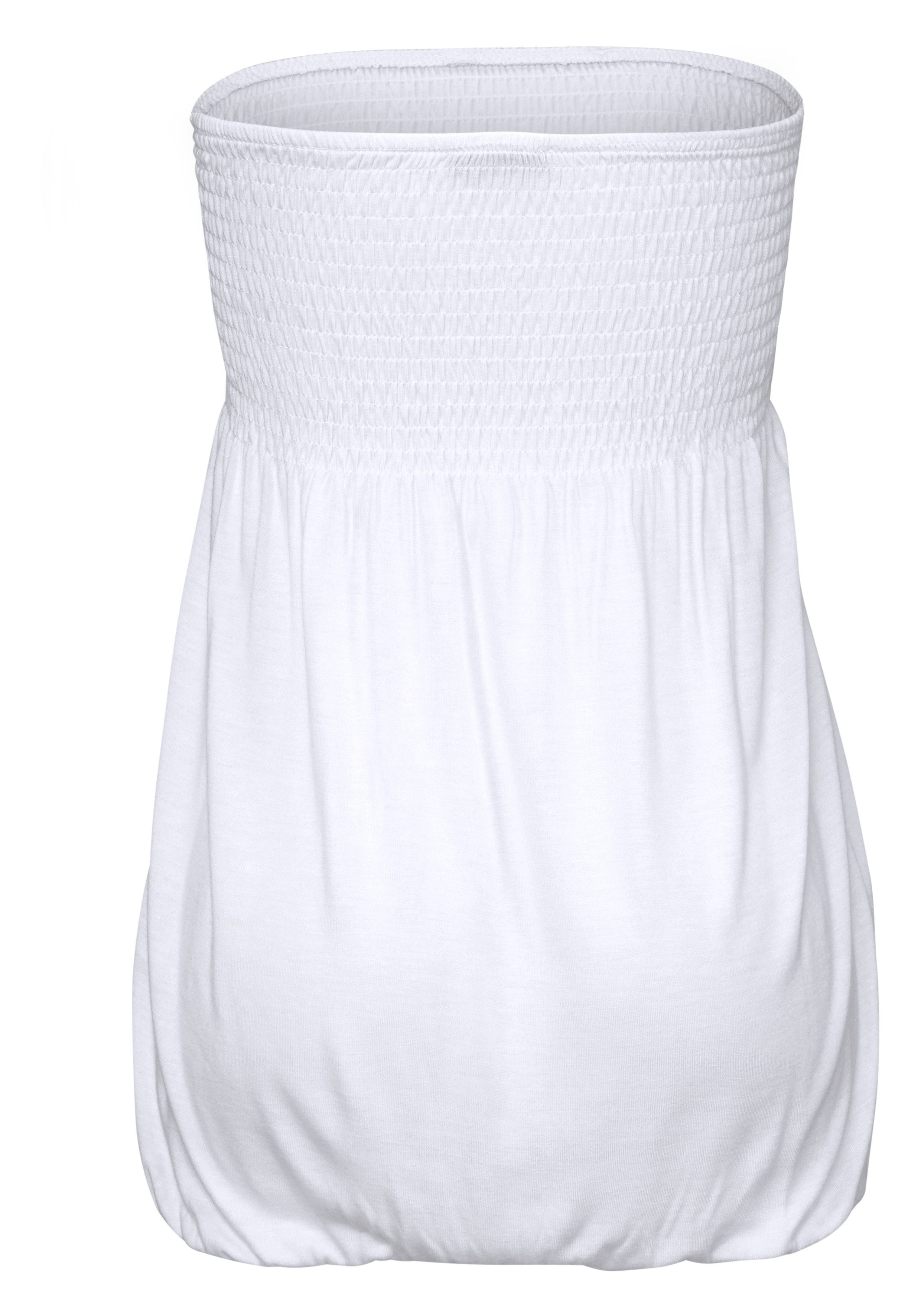 LASCANA Bandeautop mit breitem Smokeinsatz und Gummizug schulterfreies Sommertop, elastisches Jerseytop, trägerloses Strandtop