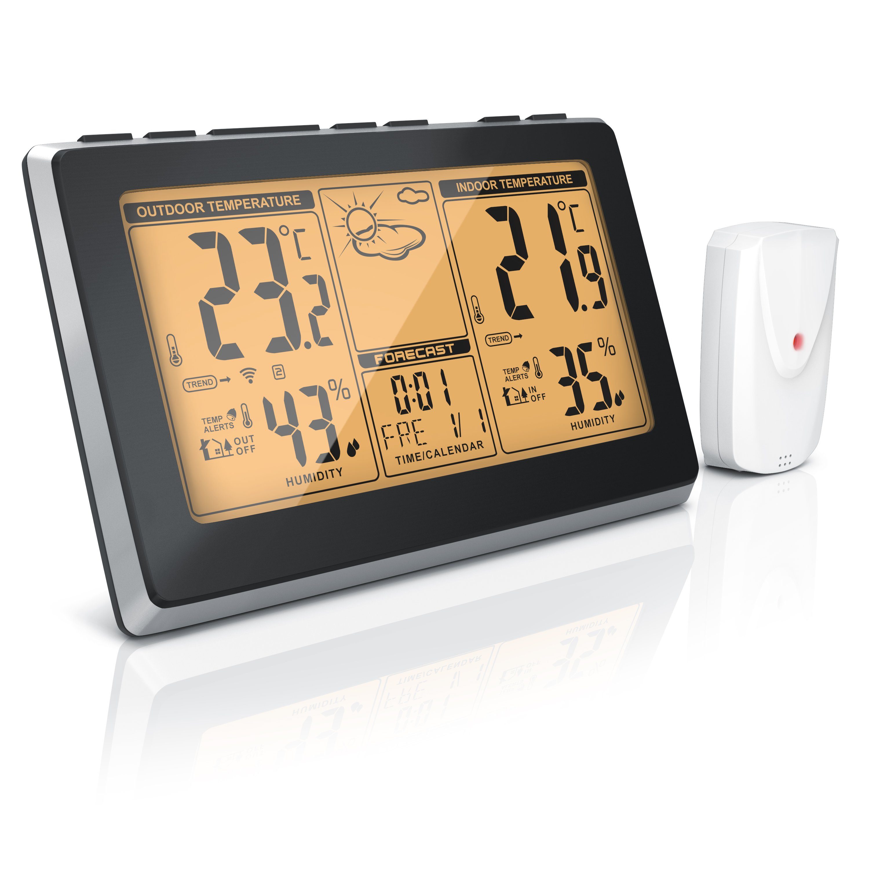 BEARWARE Wetterstation (mit Außensensor, Wireless Funkwetterstation mit Außensensor DCF-Signal)