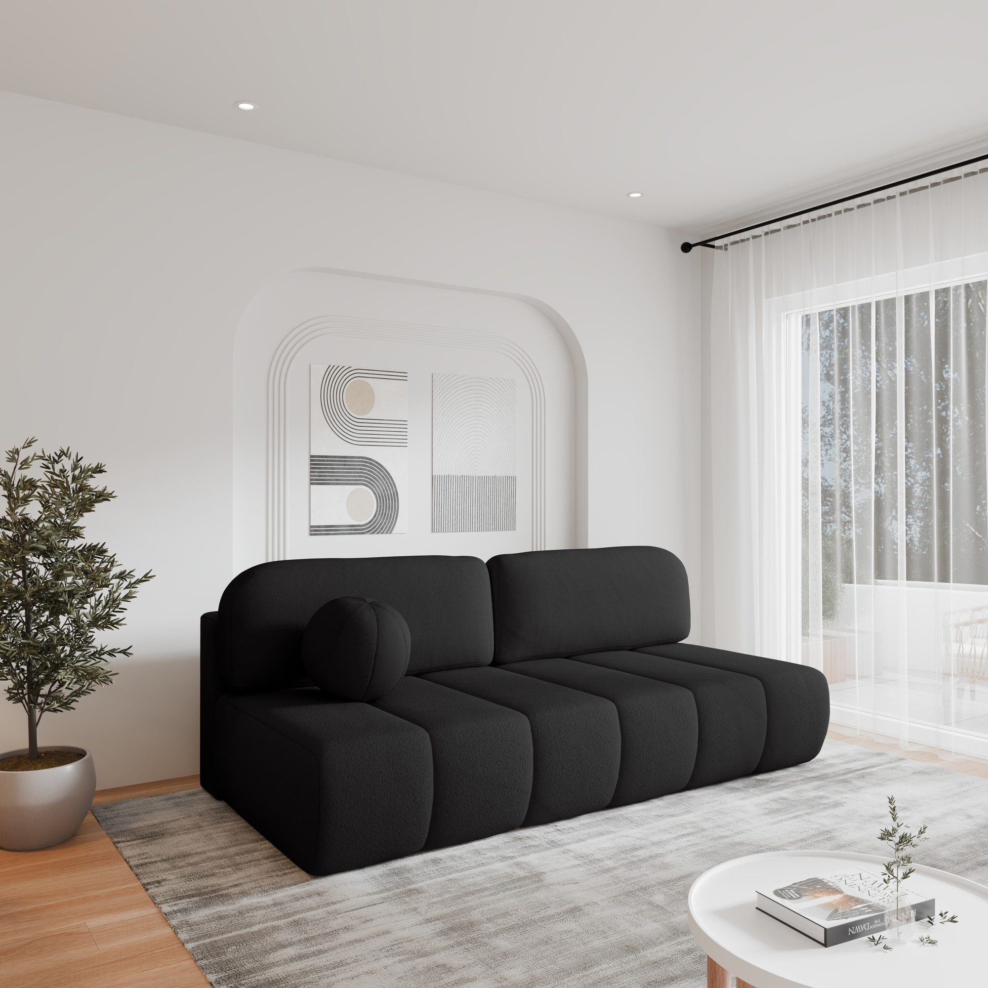 MOEBLO Sofa Fluffy aus Bouclé, Bequemes Sofa mit Schlaffunktion, Stilvollem günstig online kaufen