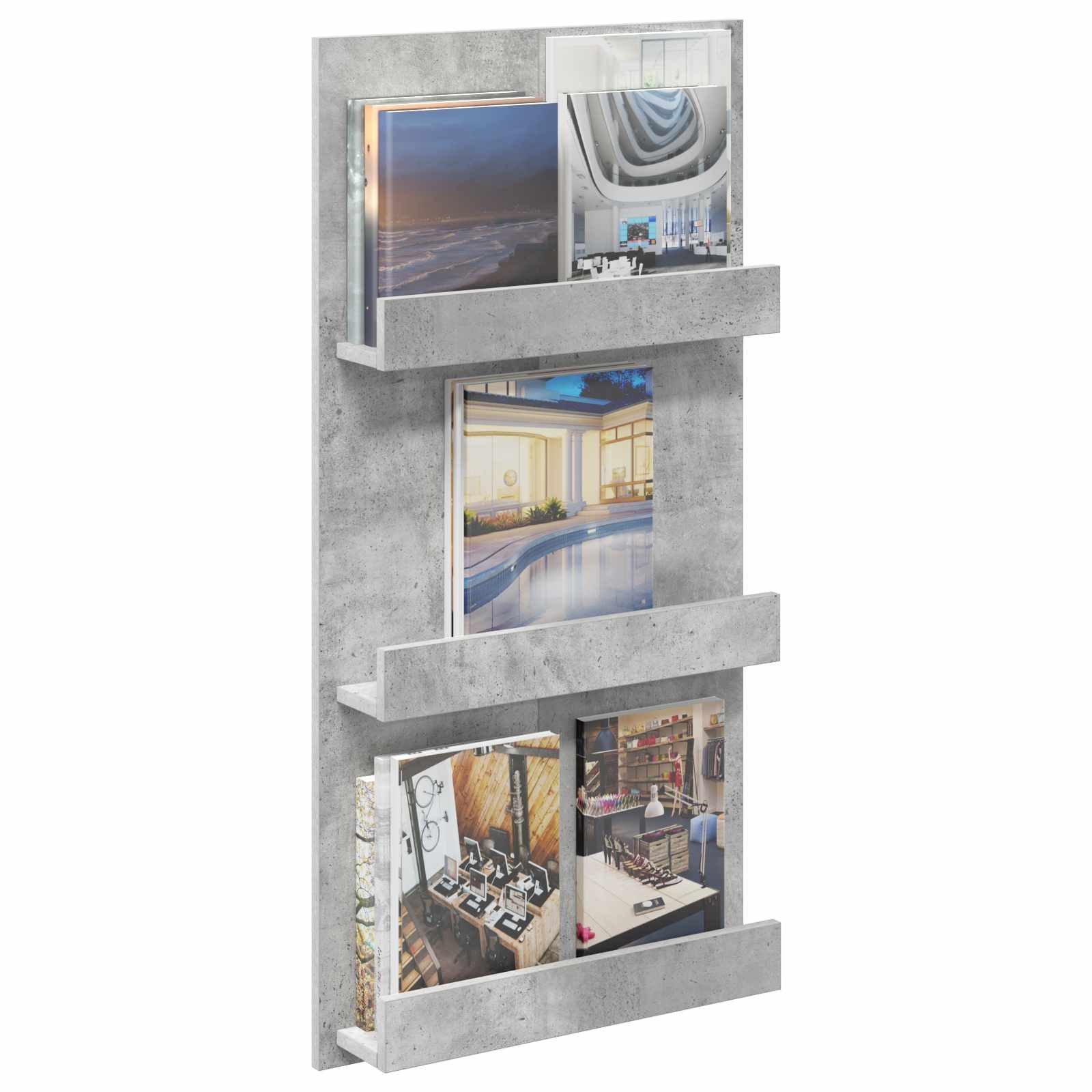 vidaXL Zeitungsständer Magazinregal Beton Grau 51 x 11 x 102 cm Holzwerkstoff (1 St)