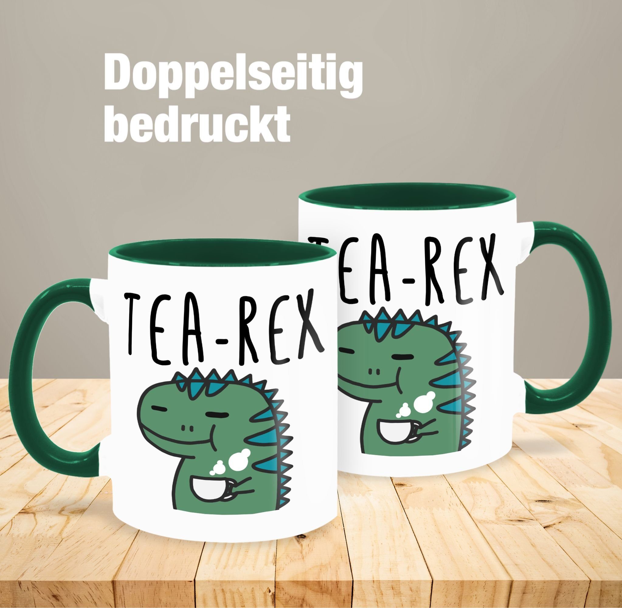 Shirtracer 1 Sprüche Keramik, Petrolgrün Tea-Rex, Tasse Statement