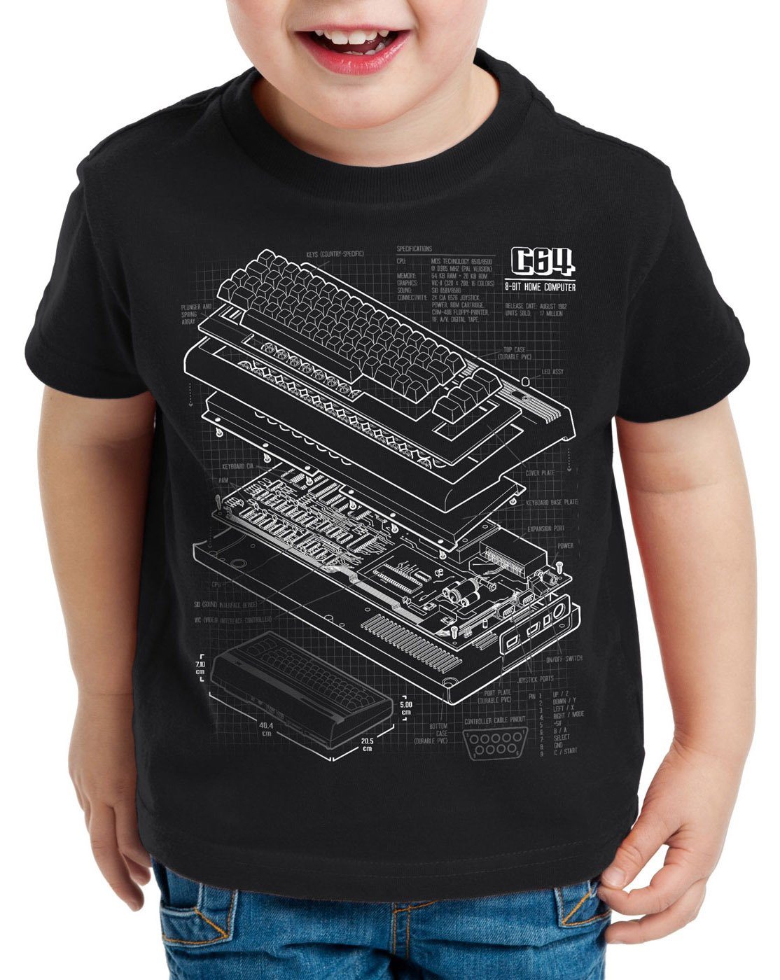 style3 Print-Shirt Kinder T-Shirt C64 Heimcomputer classic gamer schwarz