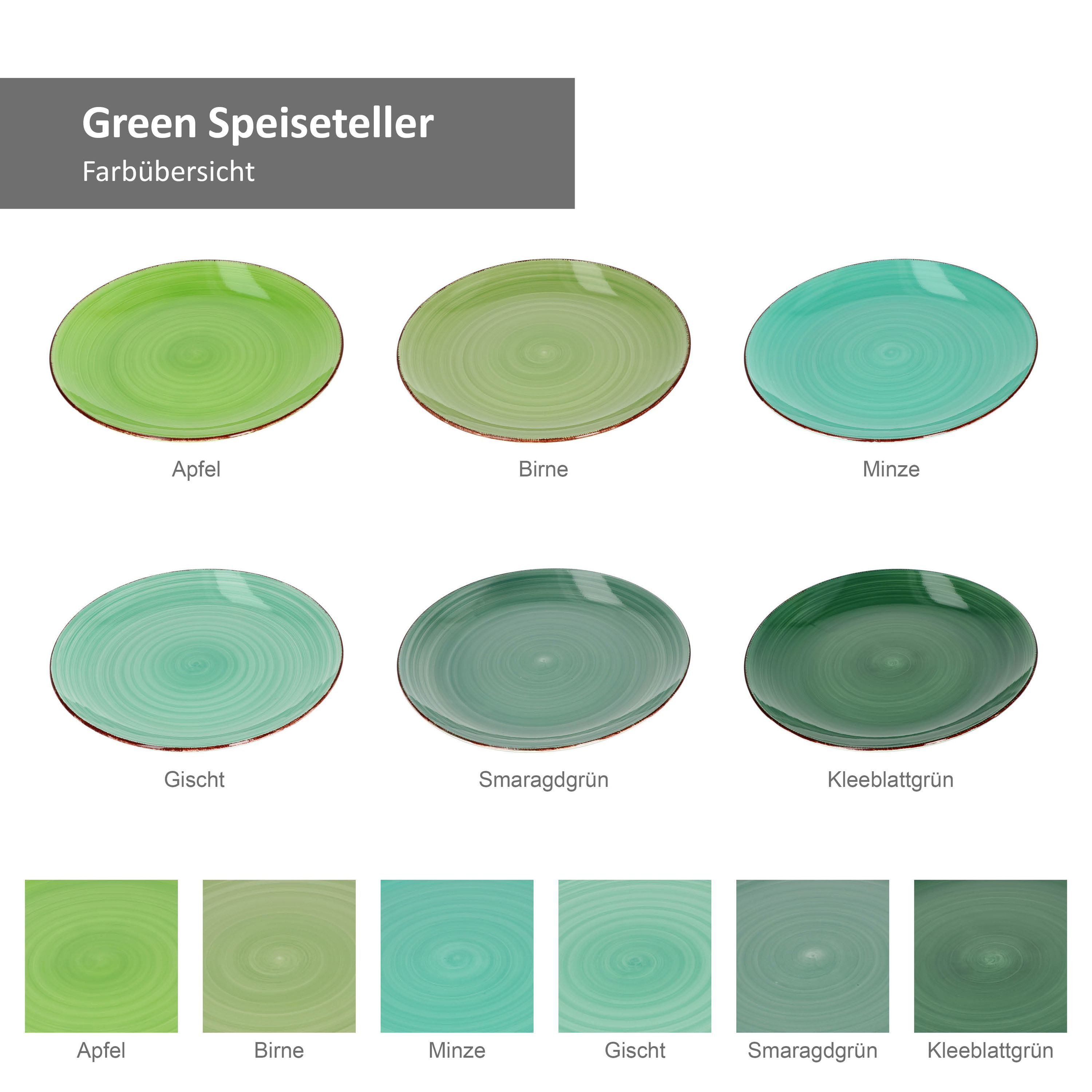 MamboCat Teller-Set 18tlg. Tellerset Green 6 Personen in verschiedenen Grün-Tönen, Steingut – Bild 2 von 5