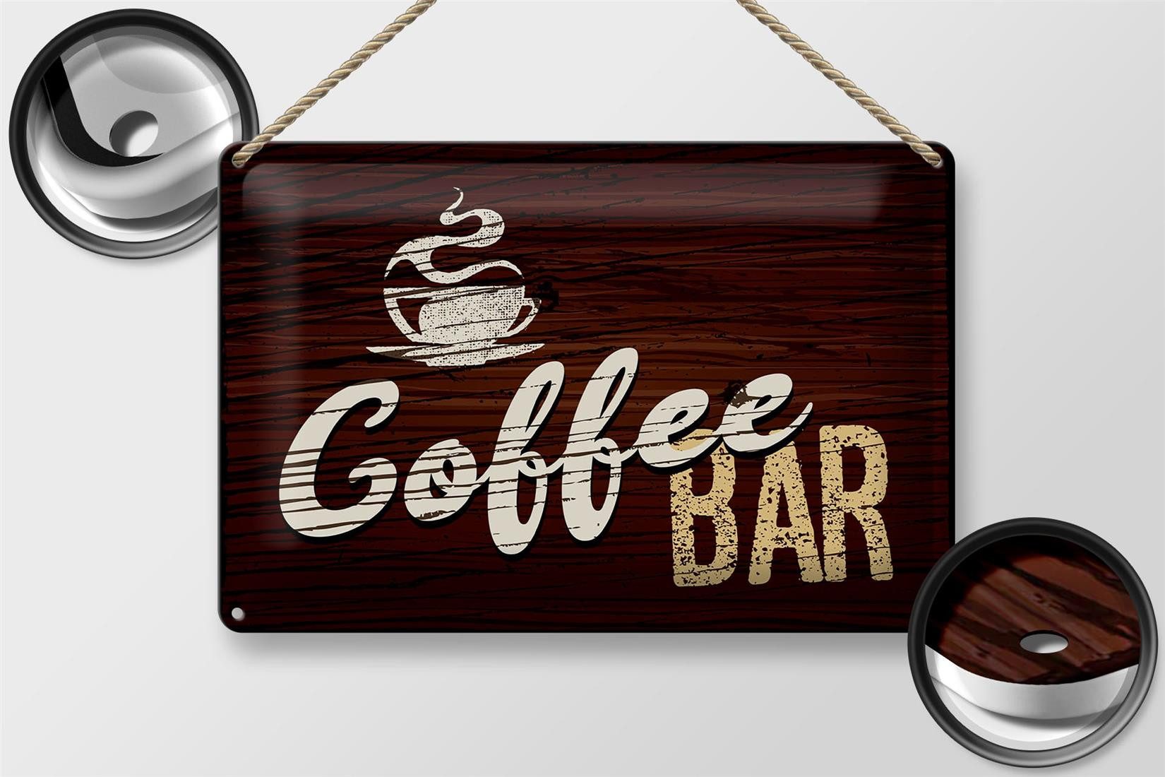 Femer GmbH Metallschild Spruch 30x20cm Coffee Bar, (1 St), gewölbte Oberfläche, abgerundete Ecken, umgeschlagene Kanten