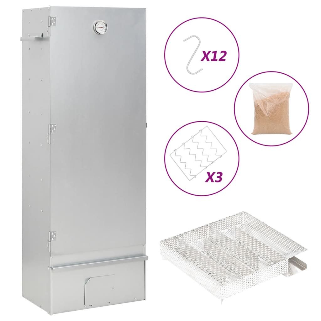 vidaXL Holzkohlegrill 445 x 29 x 110 cm 21 x 21 x 45 cm Räucherofen mit Kaltrauchgenerator V