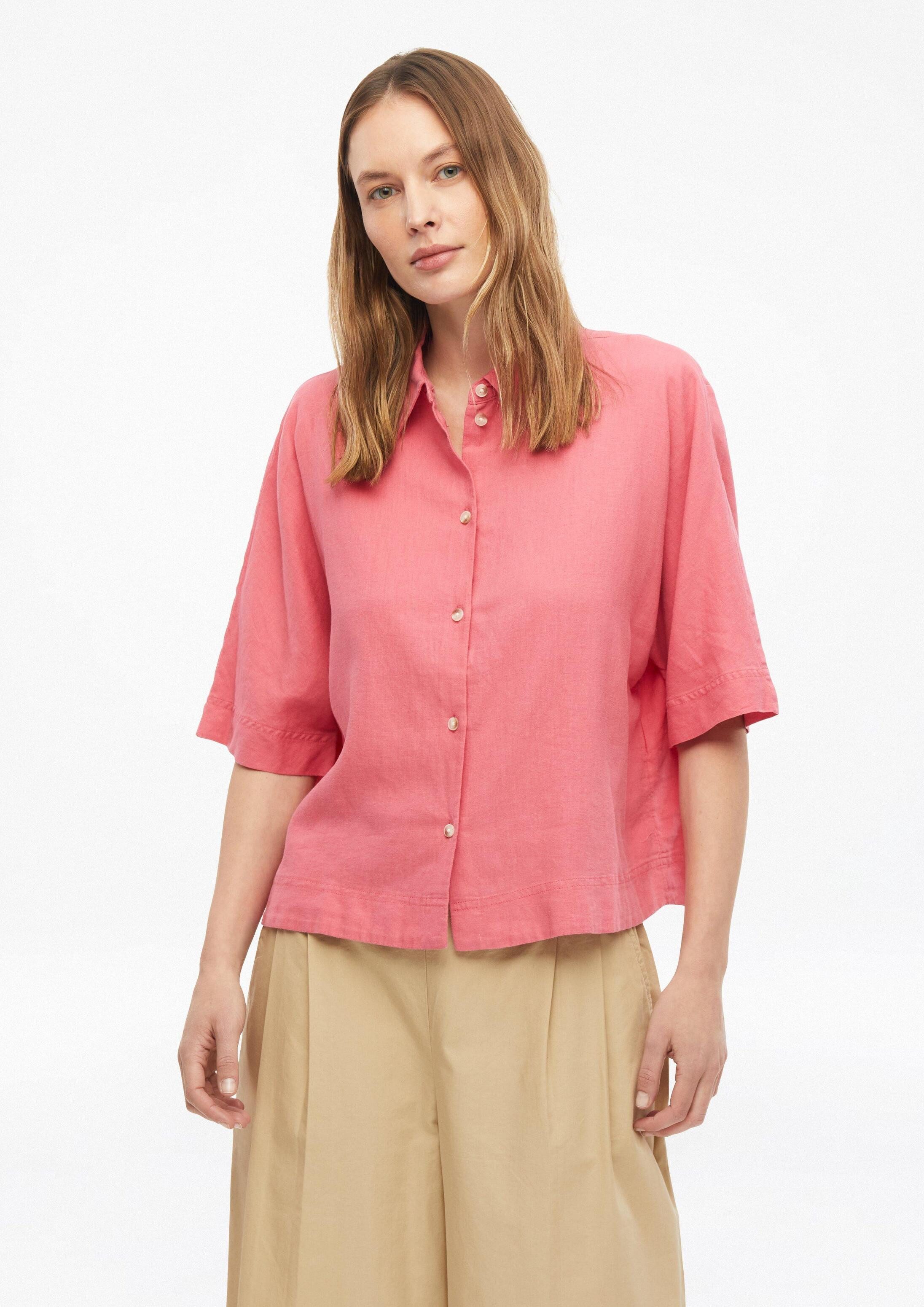 s.Oliver Kurzarmbluse Bluse Kurzarm-Bluse aus Leinenmix