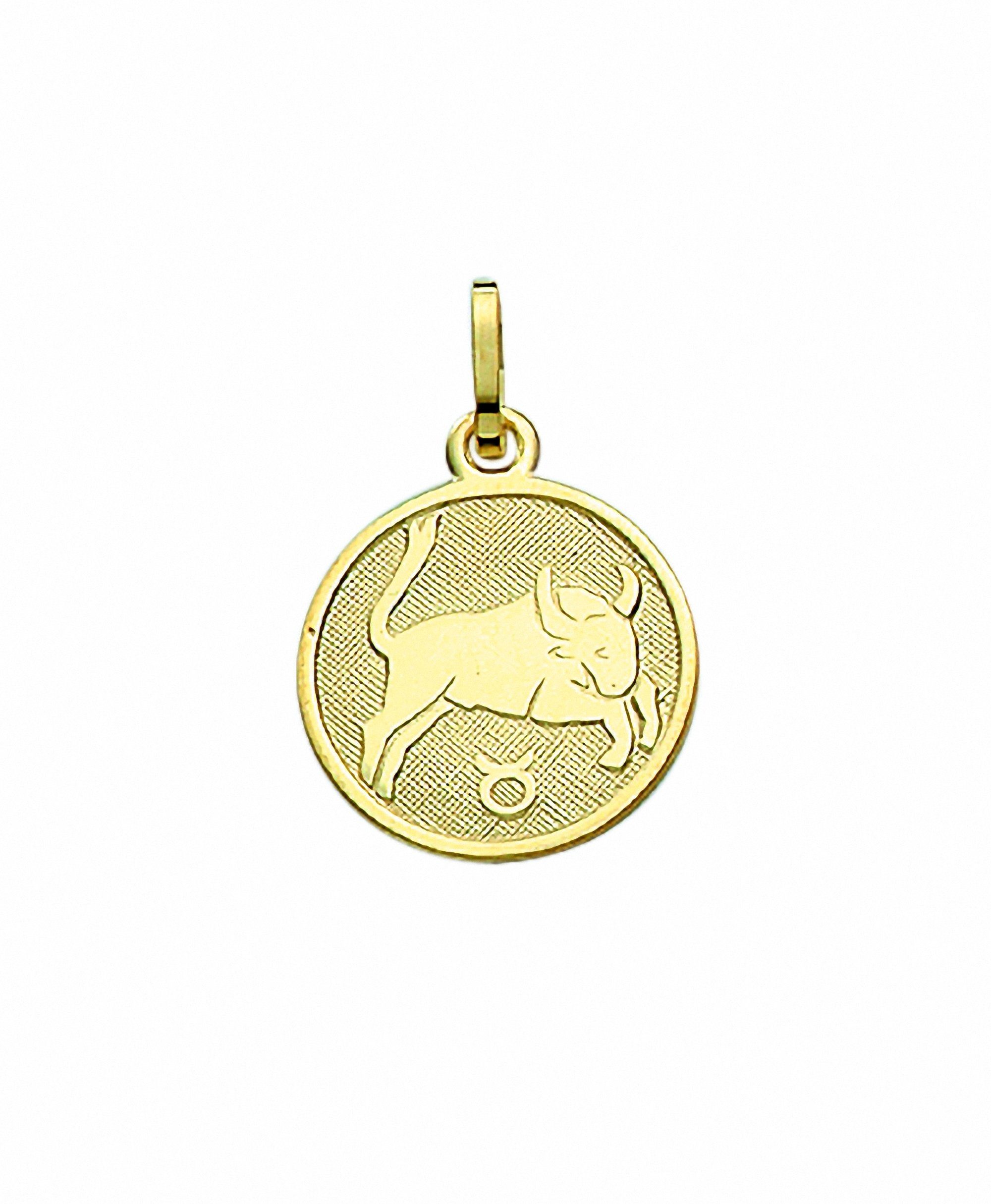 Kette mit Anhänger Damen & Herren 333 Gold Sternzeichen Anhänger Stier Ø 11,8 mm