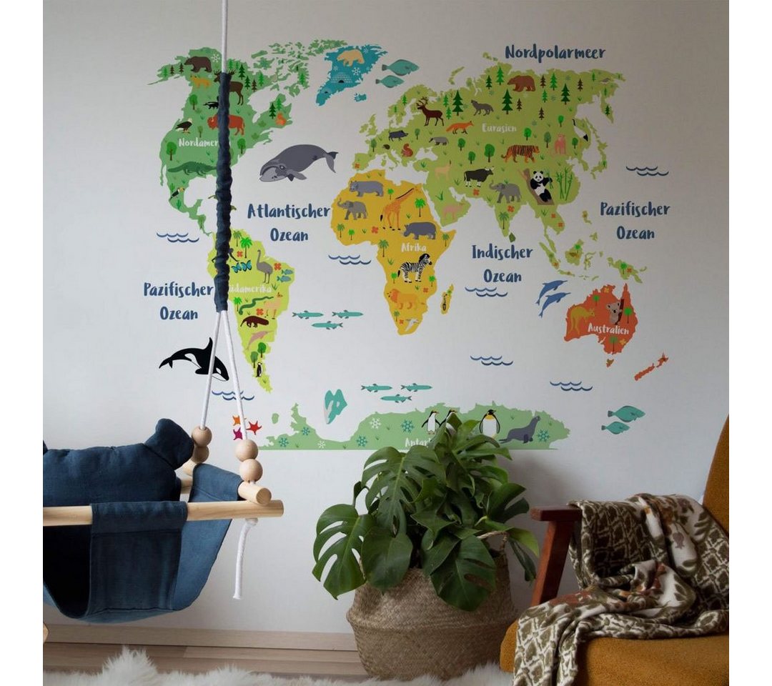 Wall-Art Wandtattoo »Tierwelt Weltkarte Kinderzimmer« (1 Stück)-HomeTrends