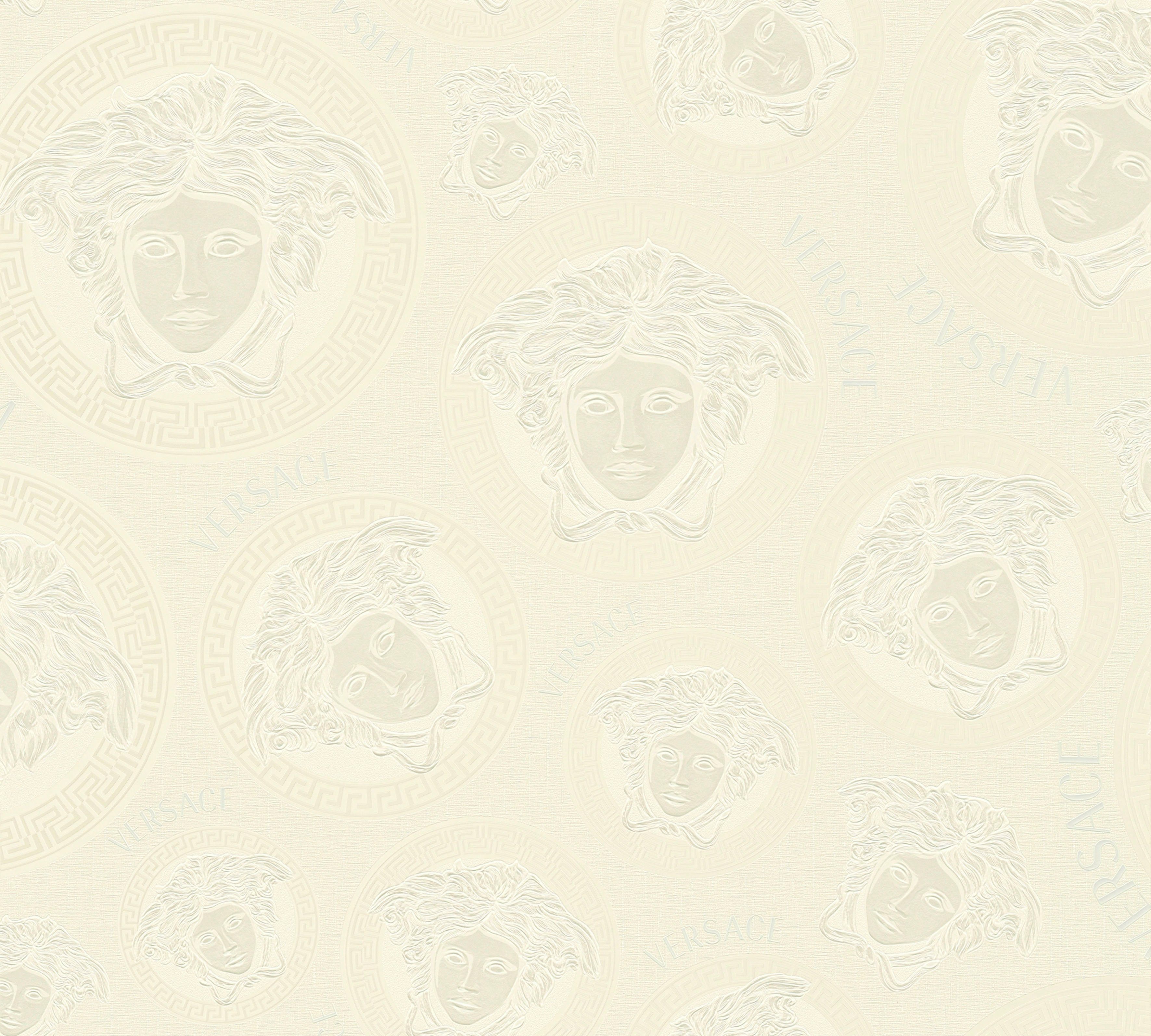 Versace Vliestapete Wallpaper Versace 5 Medusakopf, leicht strukturiert, abstrakt, gemustert, leicht glänzend, (1 St), Designertapete Tapeten Wohnzimmer Schlafzimmer Küche Flur Design Optik