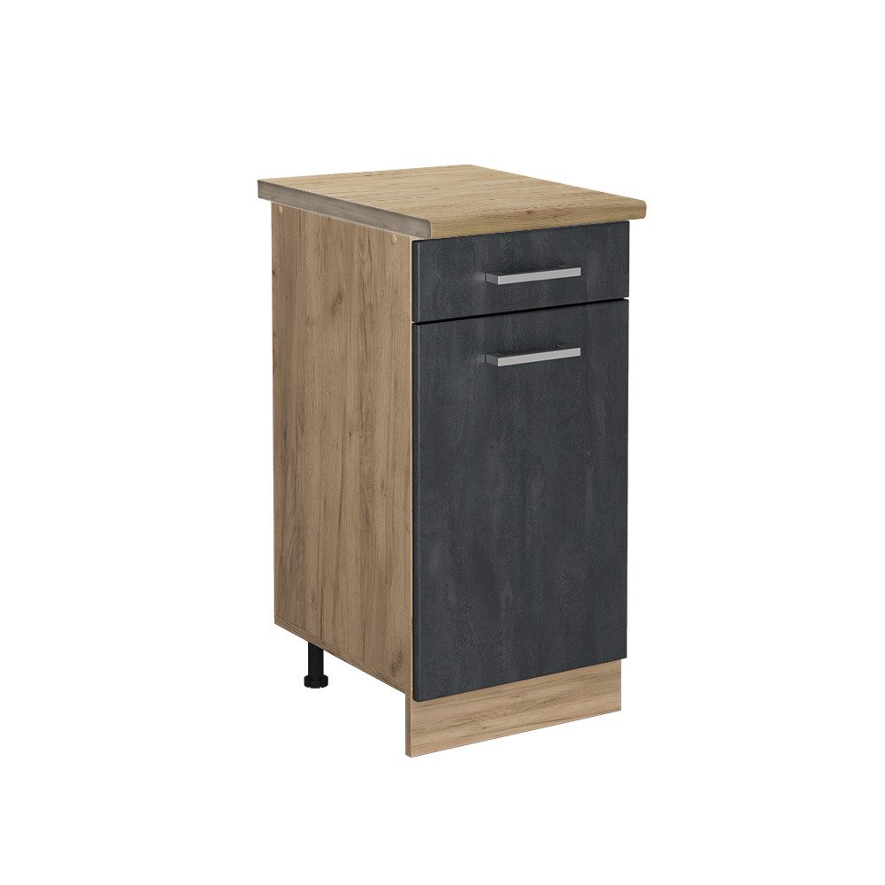 Vicco Unterschrank R-Line, Schwarz Beton/Goldkraft Eiche, günstig online kaufen