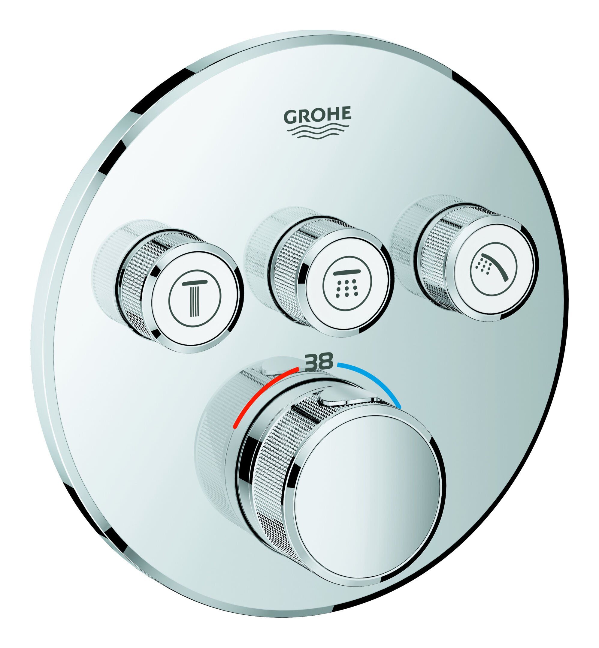 Absperrventilen SmartControl Unterputzarmatur 3 Thermostat Design Grohe - rund Chrom mit Grohtherm