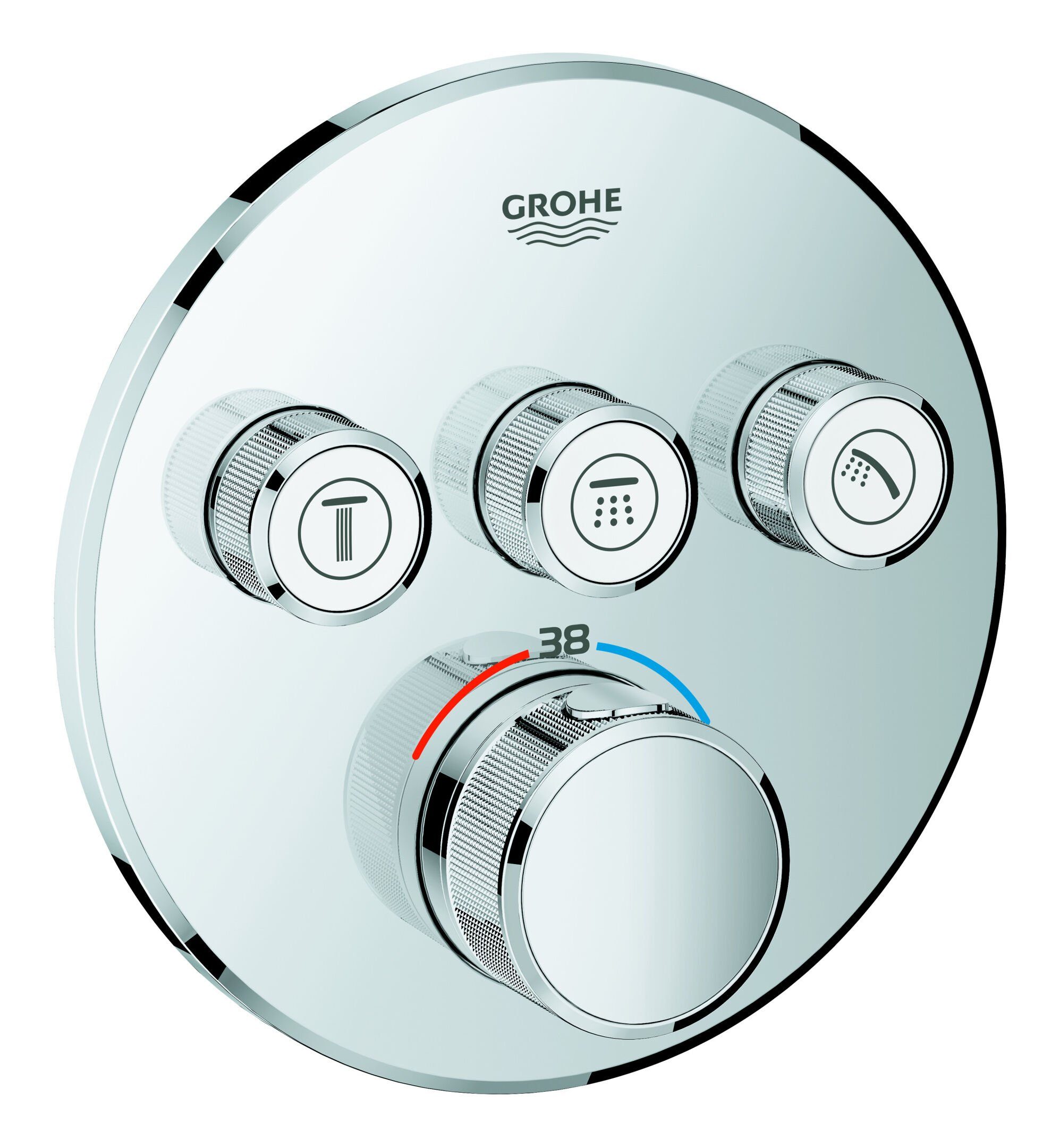 Grohe Unterputzarmatur Grohtherm SmartControl Thermostat mit 3 Absperrventilen Design rund